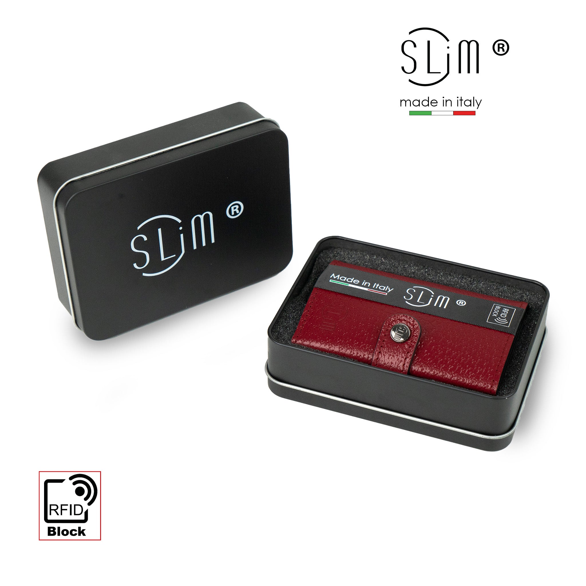 SLim Cinghialino portafoglio compatto pelle Bordeaux