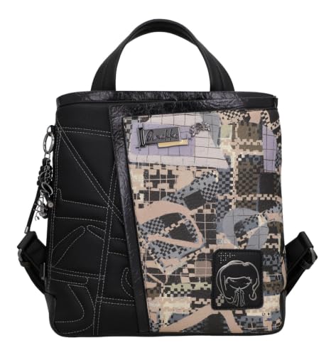 Anekke Iron Zaino Quadrato Nero con Tasche