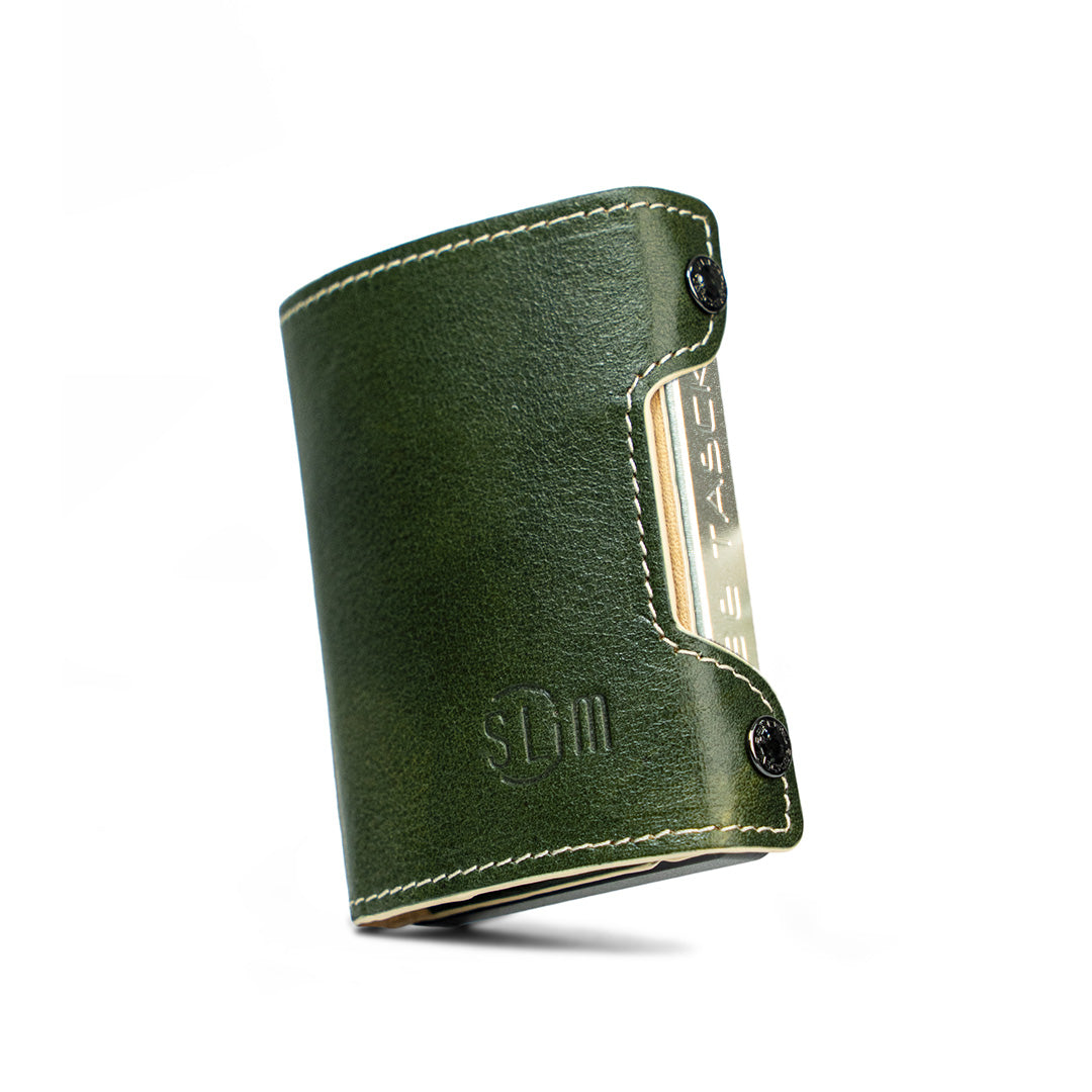 Be Tasck Portafoglio Pelle Concia Vegetale Verde Frame
