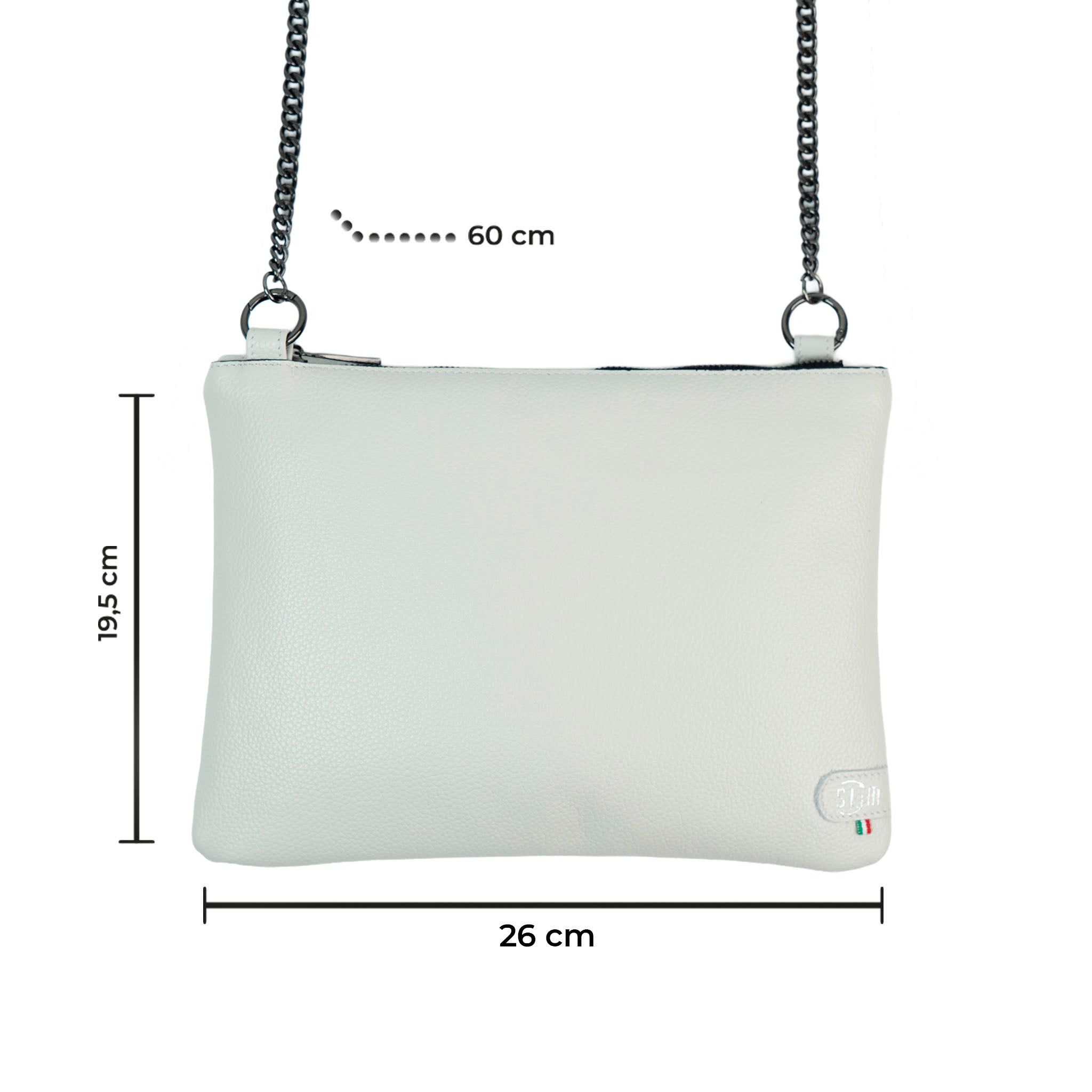 SLim Pochette Tracolla Bottalato Ghiaccio vera pelle