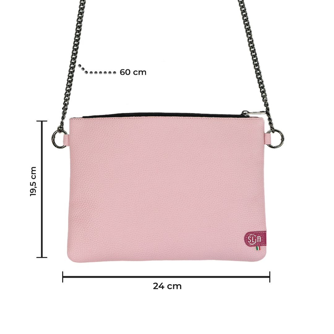 SLim Pochette Tracolla Bottalato Rosa pochette pelle 24x19,5 cm