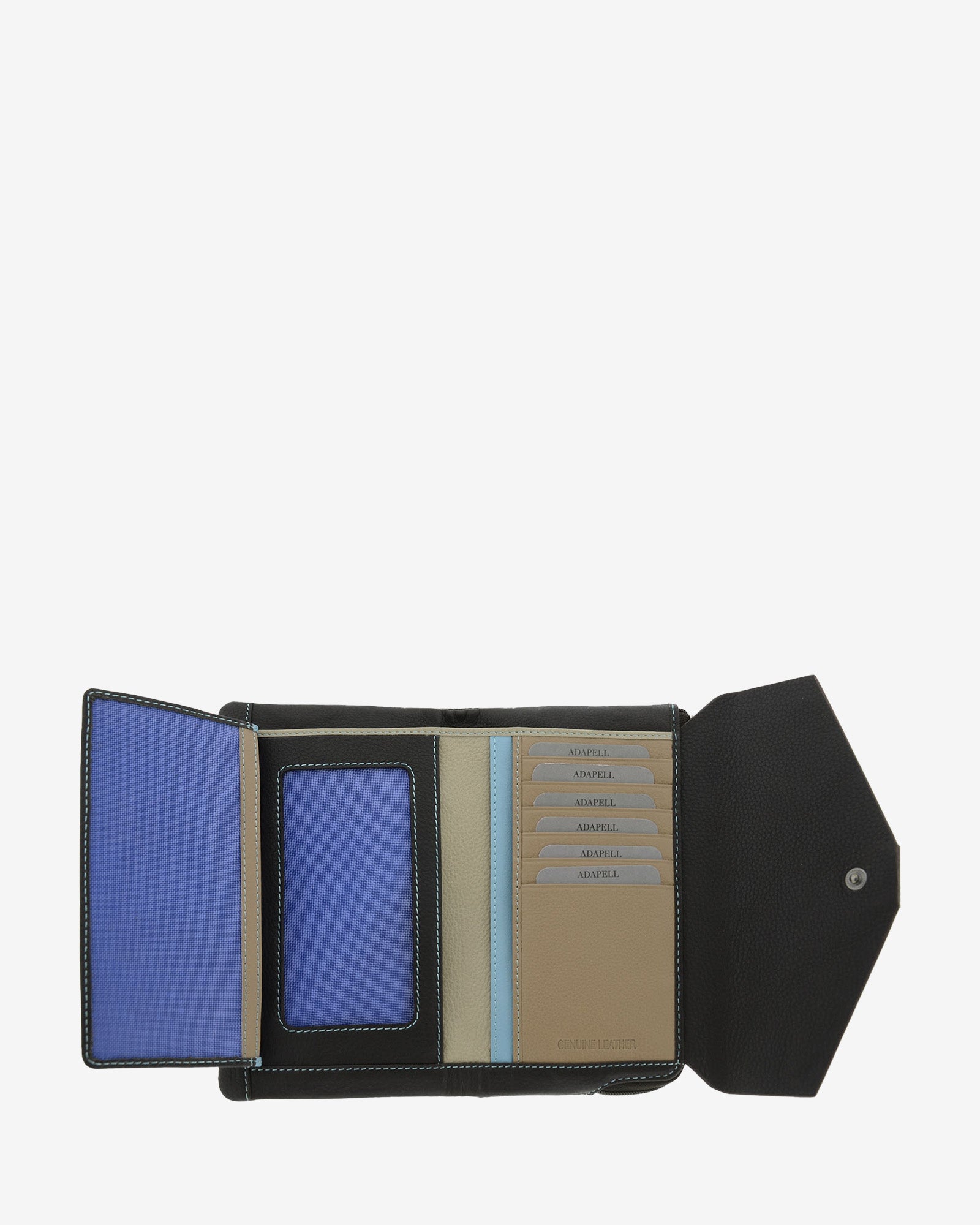 Adapell Annette 4157 portafoglio grande nero 12 carte pelle