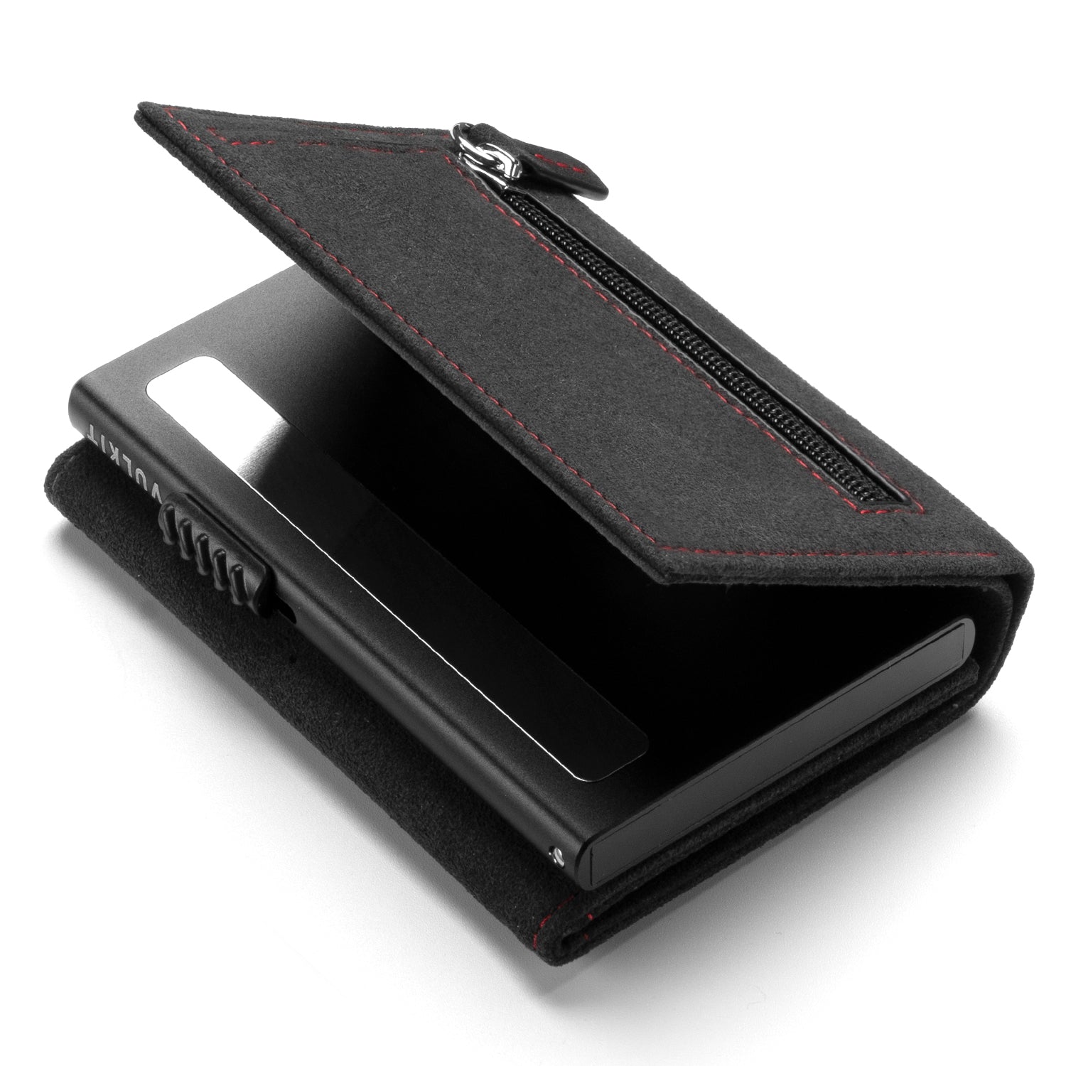 VULKIT VC302A Portafoglio Alcantara Blu Tre Ante RFID Zip