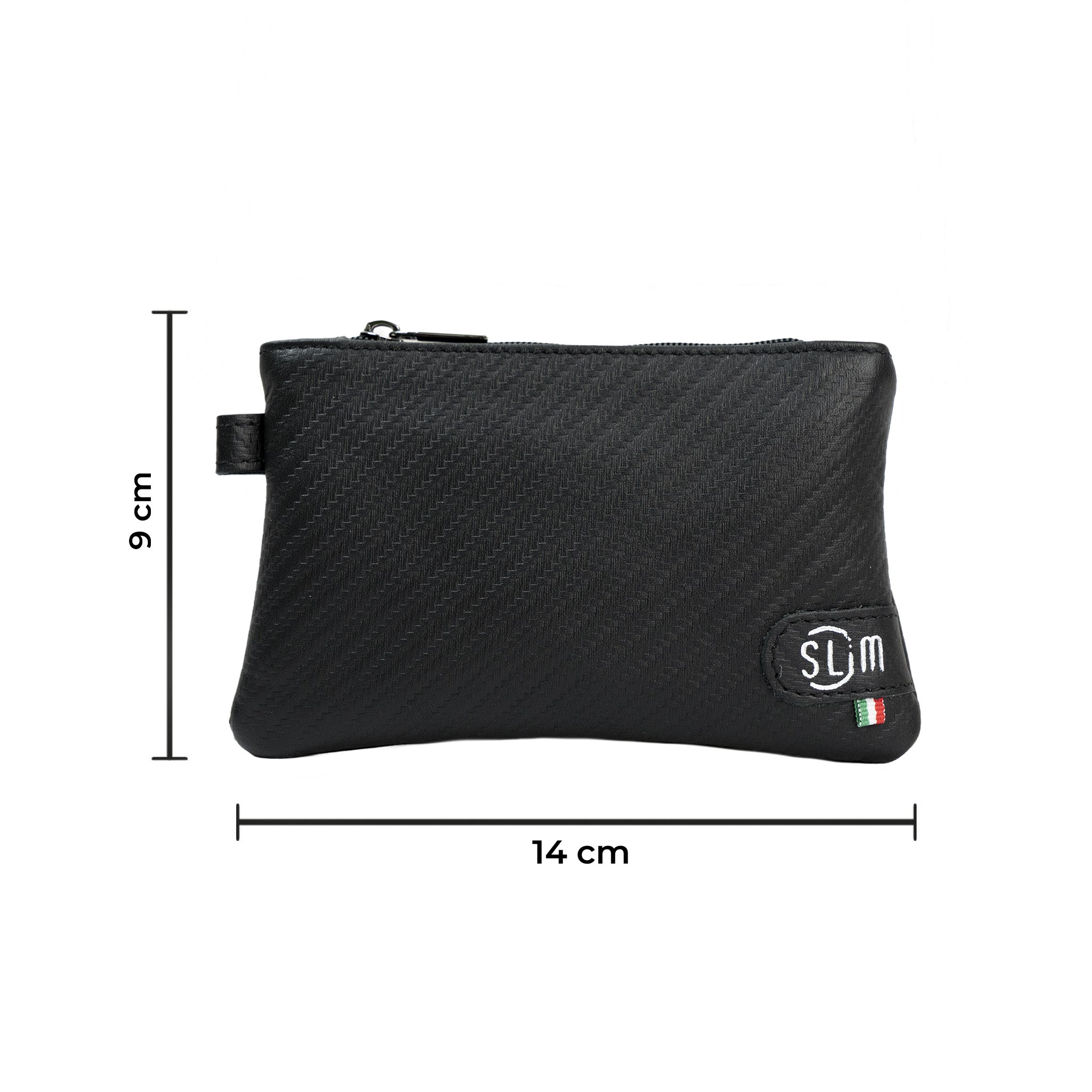 SLim Mini Pochette Pelle Carbon Nero Made in Italy