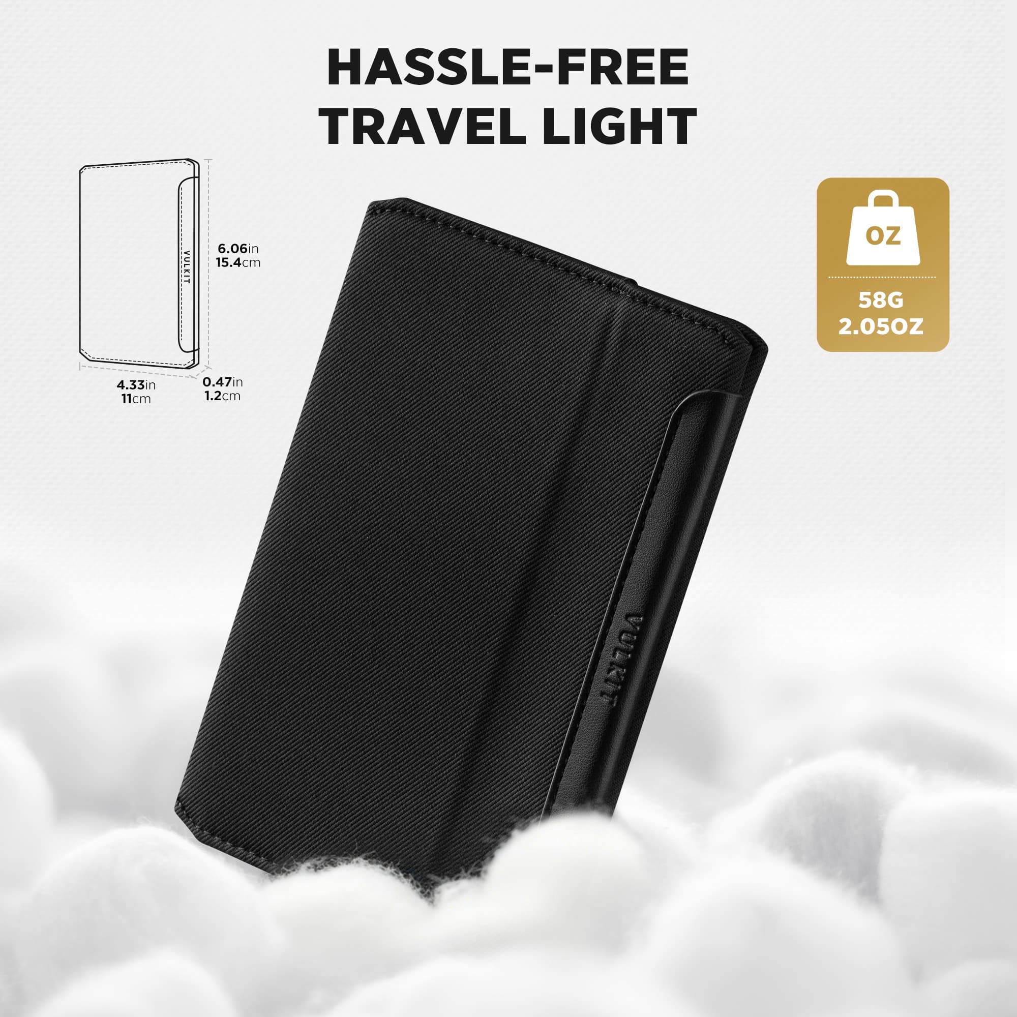 VULKIT Passport Card Holder VPW121 portapassaporto RFID nero