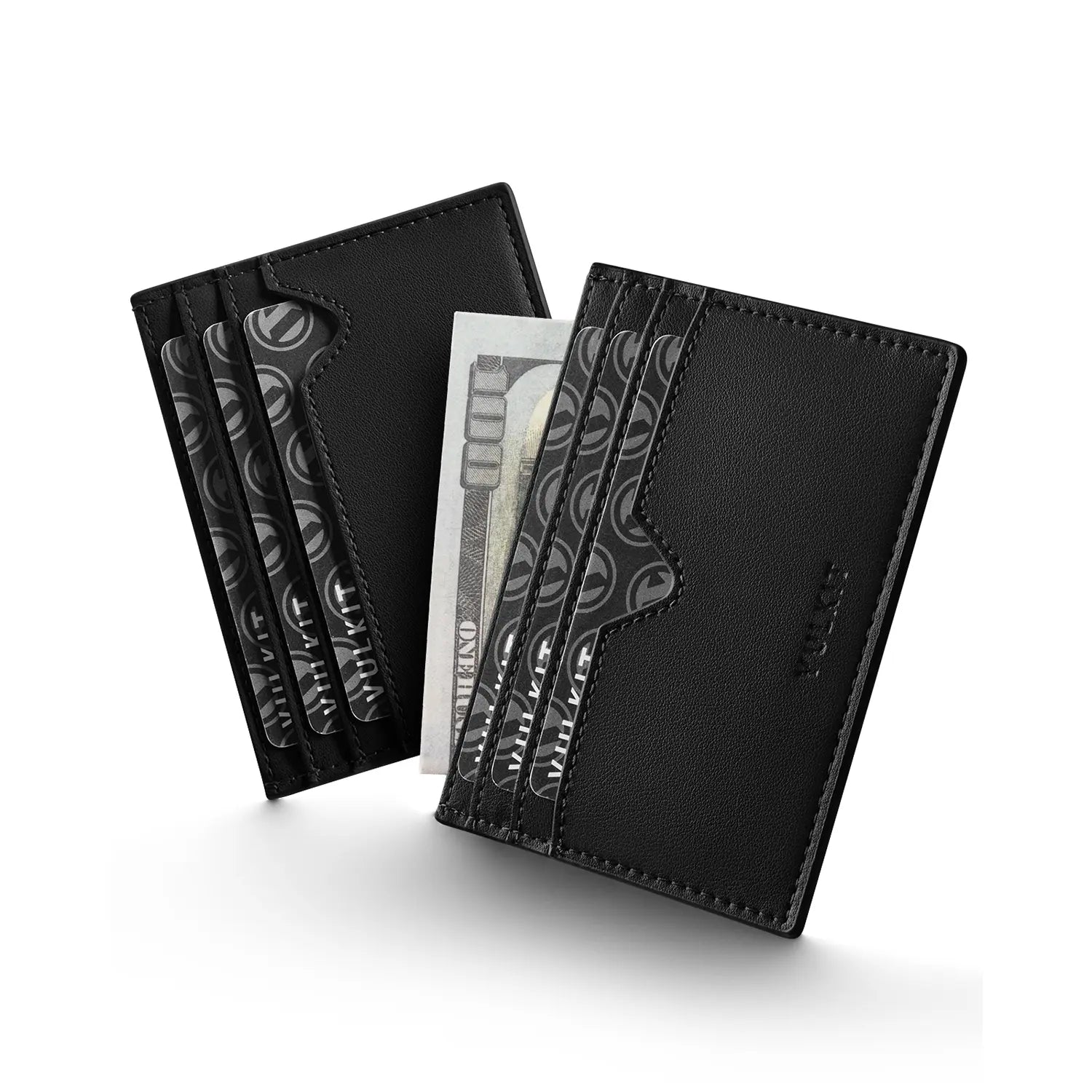 VULKIT Card Holders VW132 portacarte pelle nero slim RFID 7 carte