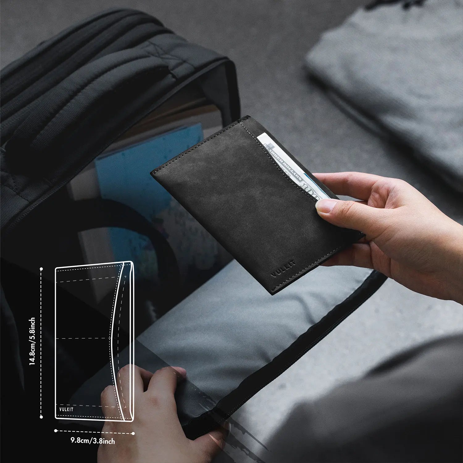 VULKIT Passport VPW117 cover passaporto pelle nera slim RFID