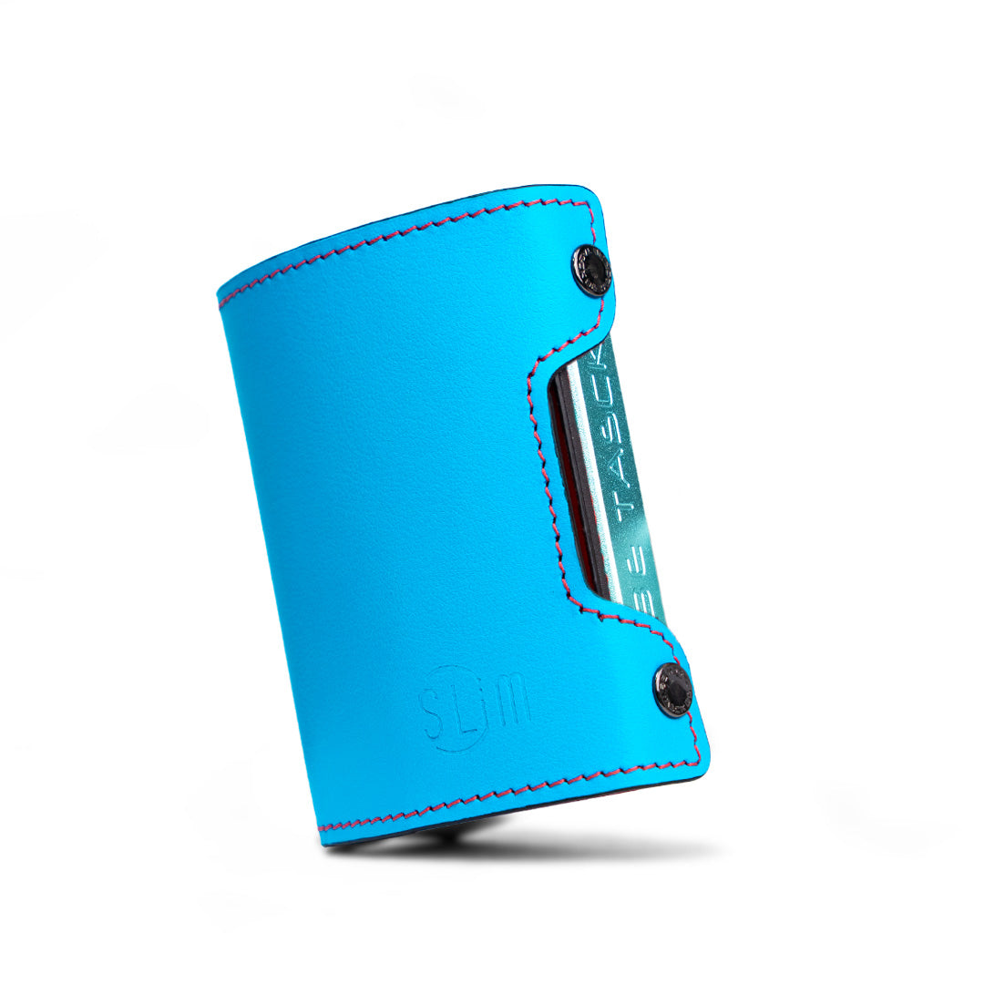 SLim Be Tasck Pelle Liscia Portafoglio Azzurro Rosso
