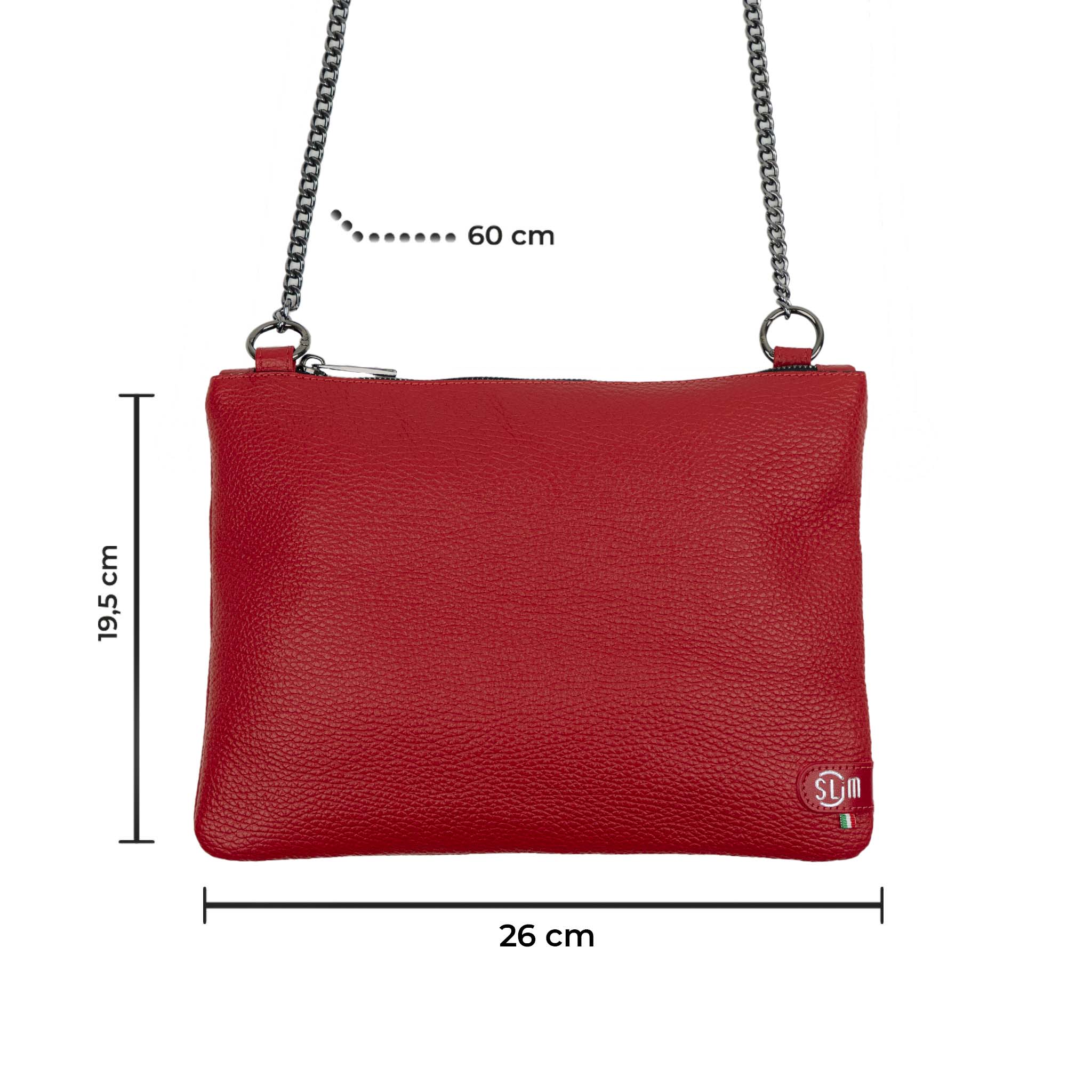 SLim Pochette Tracolla Pelle Bottalato Rosso 24 cm