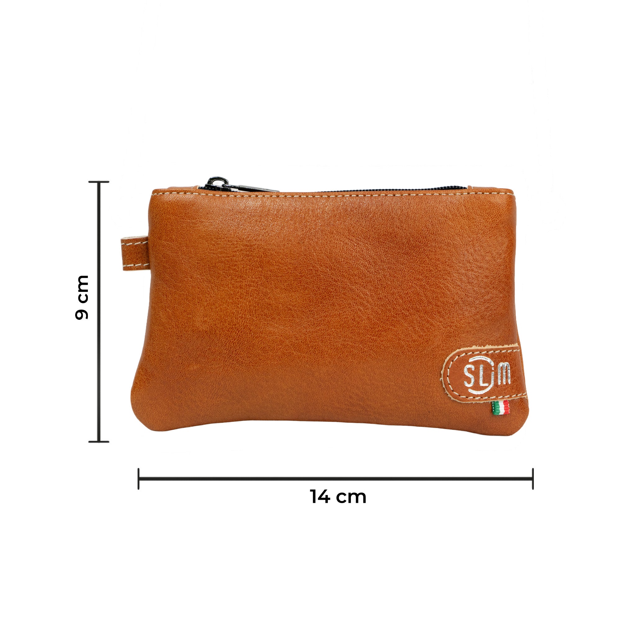 SLim Mini Pochette vera pelle cognac vegetale