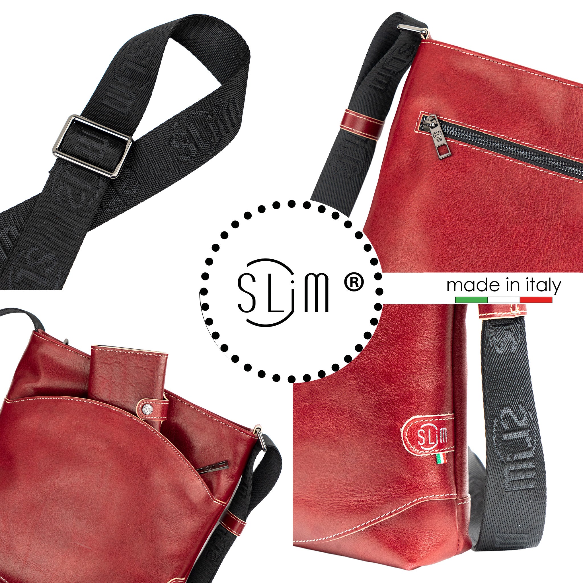 SLim Bag Vera Pelle Vegetale Rosso borsa 23x24 cm