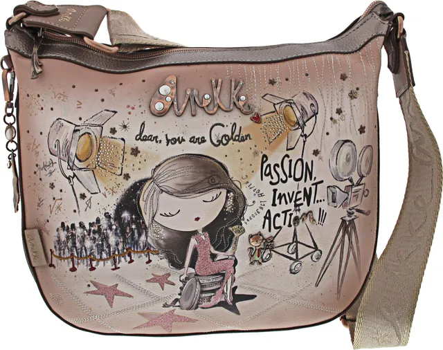 Anekke Hollywood borsa a tracolla blu navy espandibile con zip