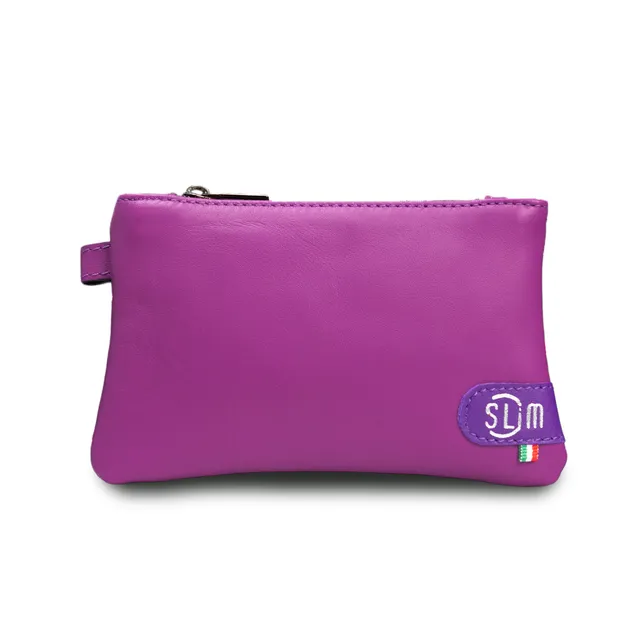 SLim Mini Pochette vera pelle ciclamino viola