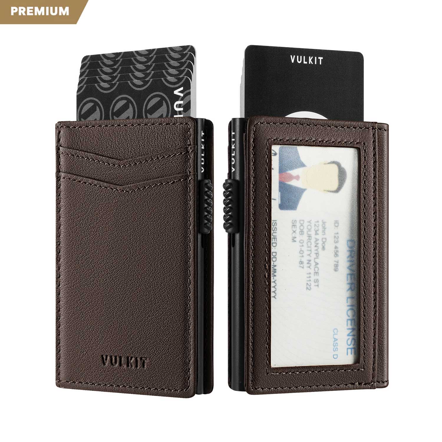 VULKIT Pop Up Wallet VC315P portafoglio marrone pelle RFID