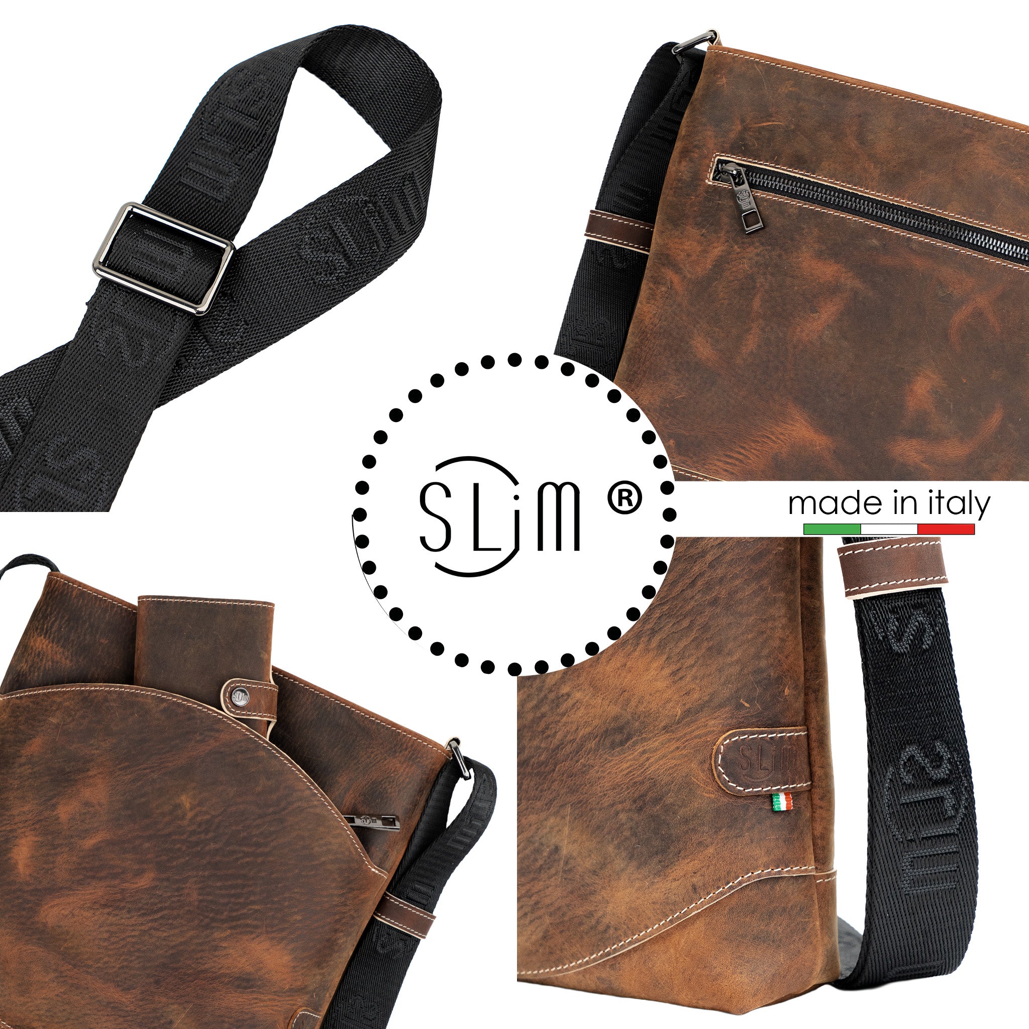 SLim Bag SLim borsa vera pelle Crazy Brown tracolla
