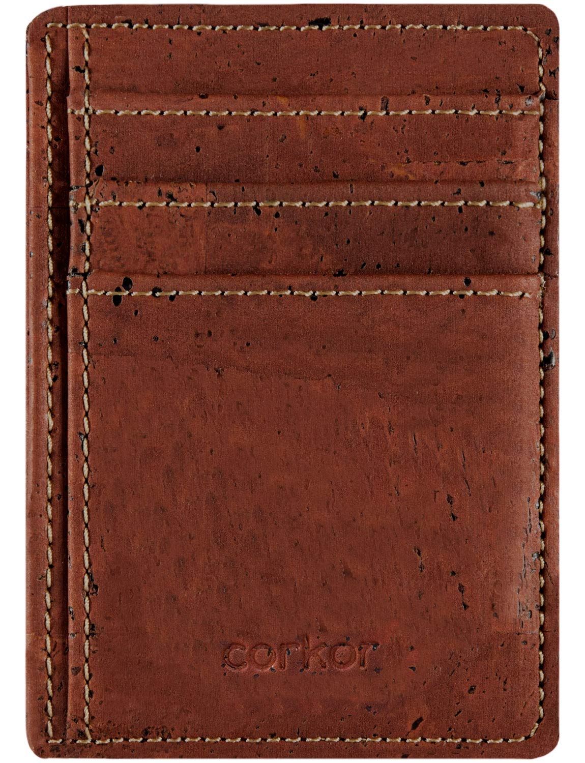 Corkor Wallets Portafoglio Uomo Sughero Rosso Sottile Vegan