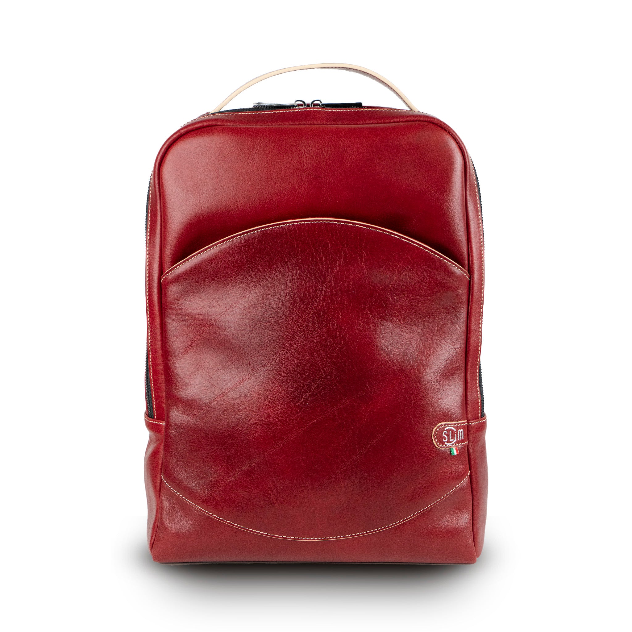 SLim Zaino Medio Concia Vegetale zaino pelle rosso 14 pollici