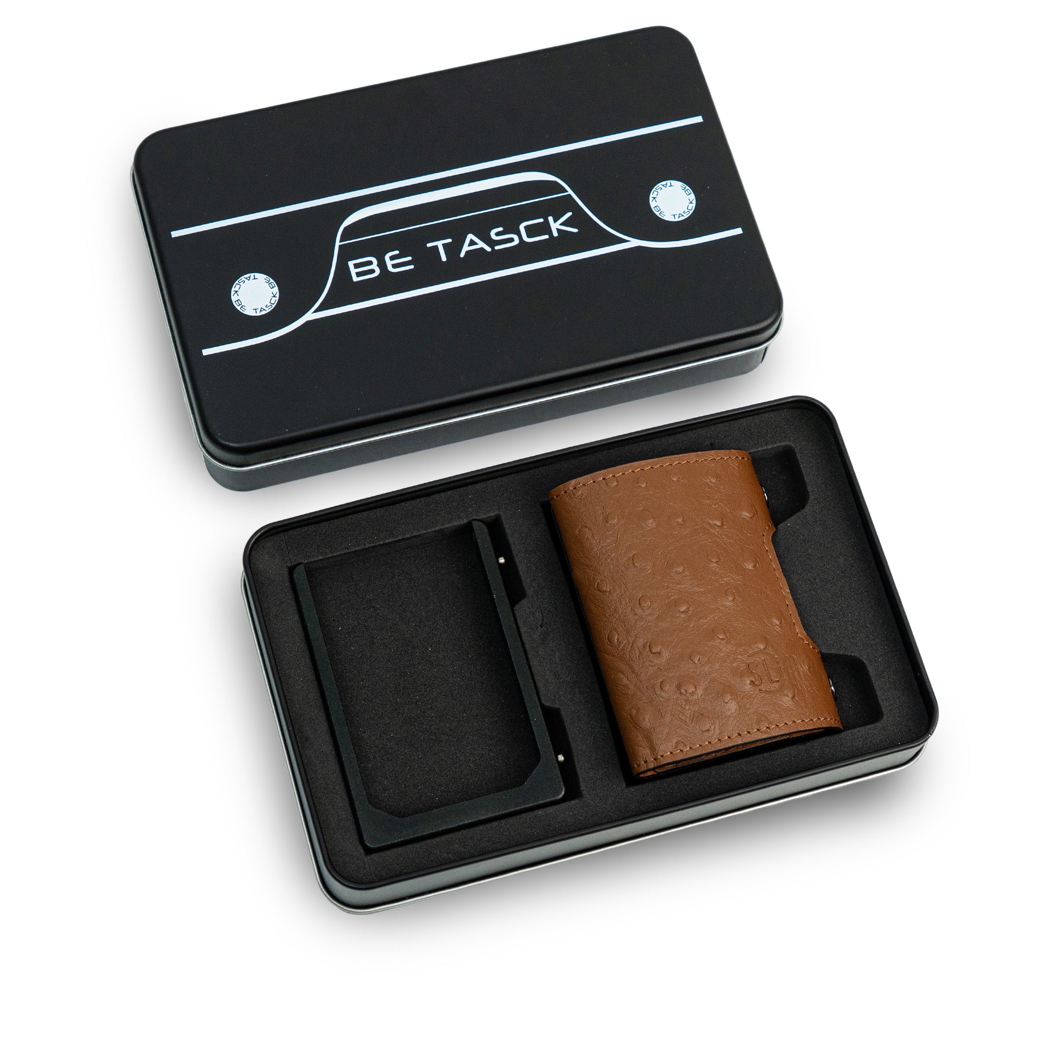 SLim Be Tasck portafoglio Struzzo Marrone frame nero