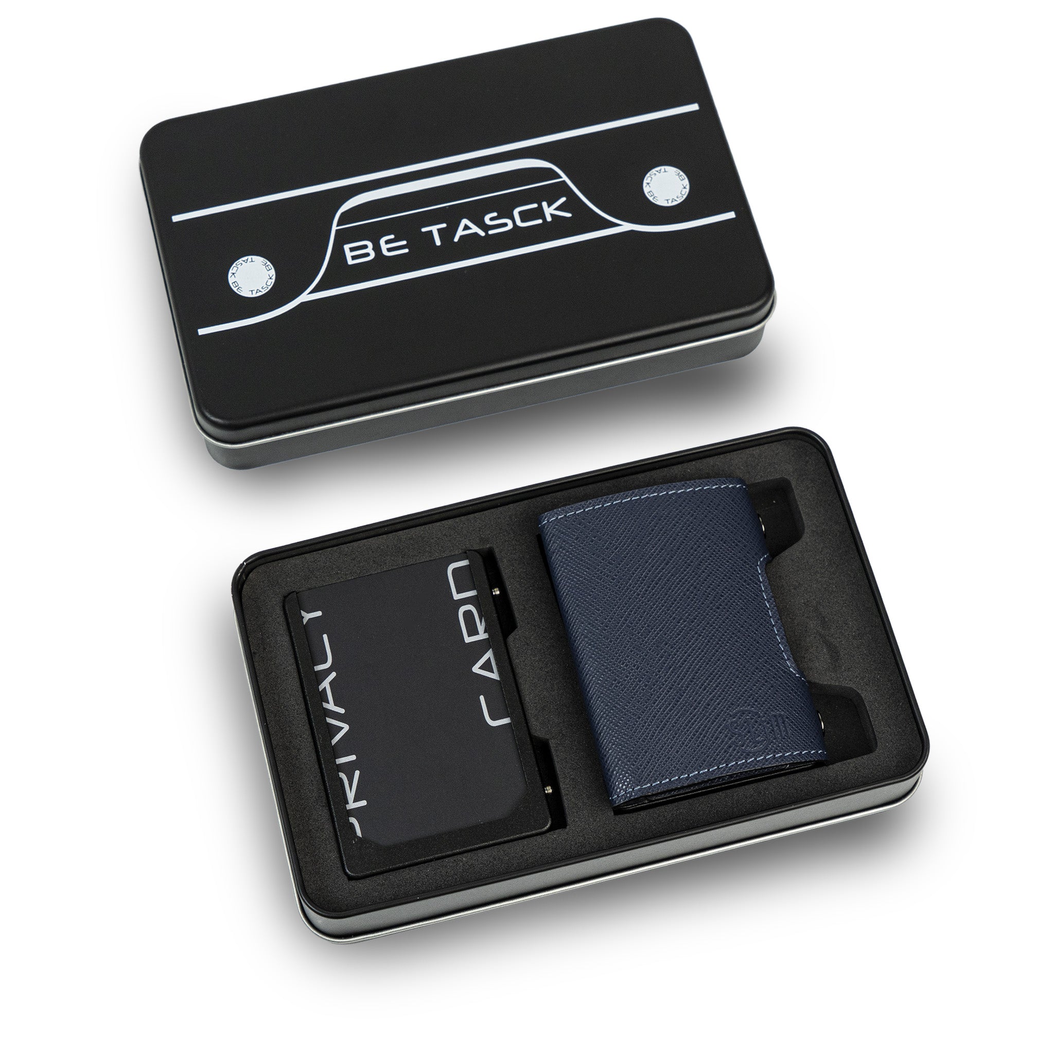 SLim Be Tasck portacarte saffiano blu frame nero