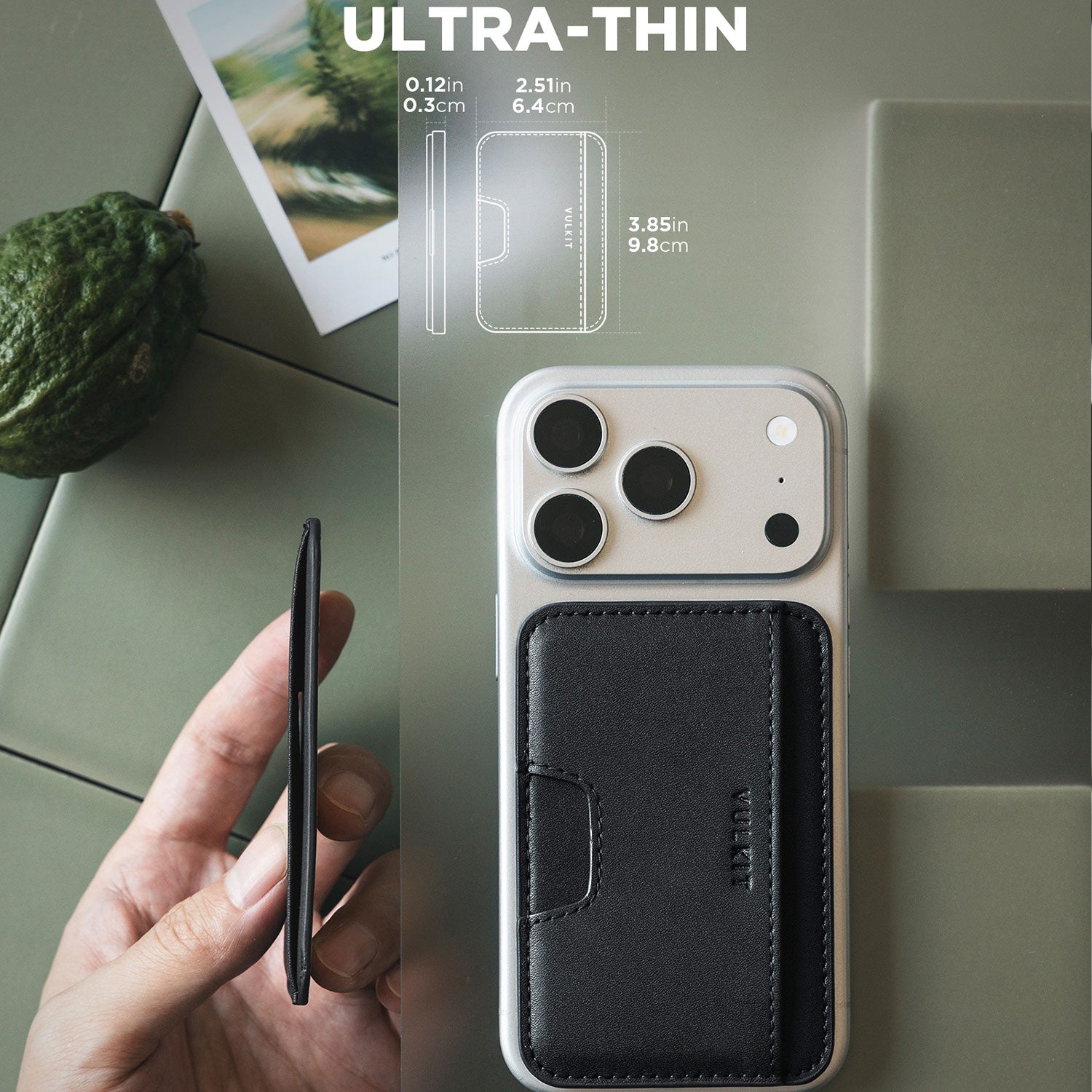 VULKIT VPA123 porta carte telefono adesivo ultrasottile nero