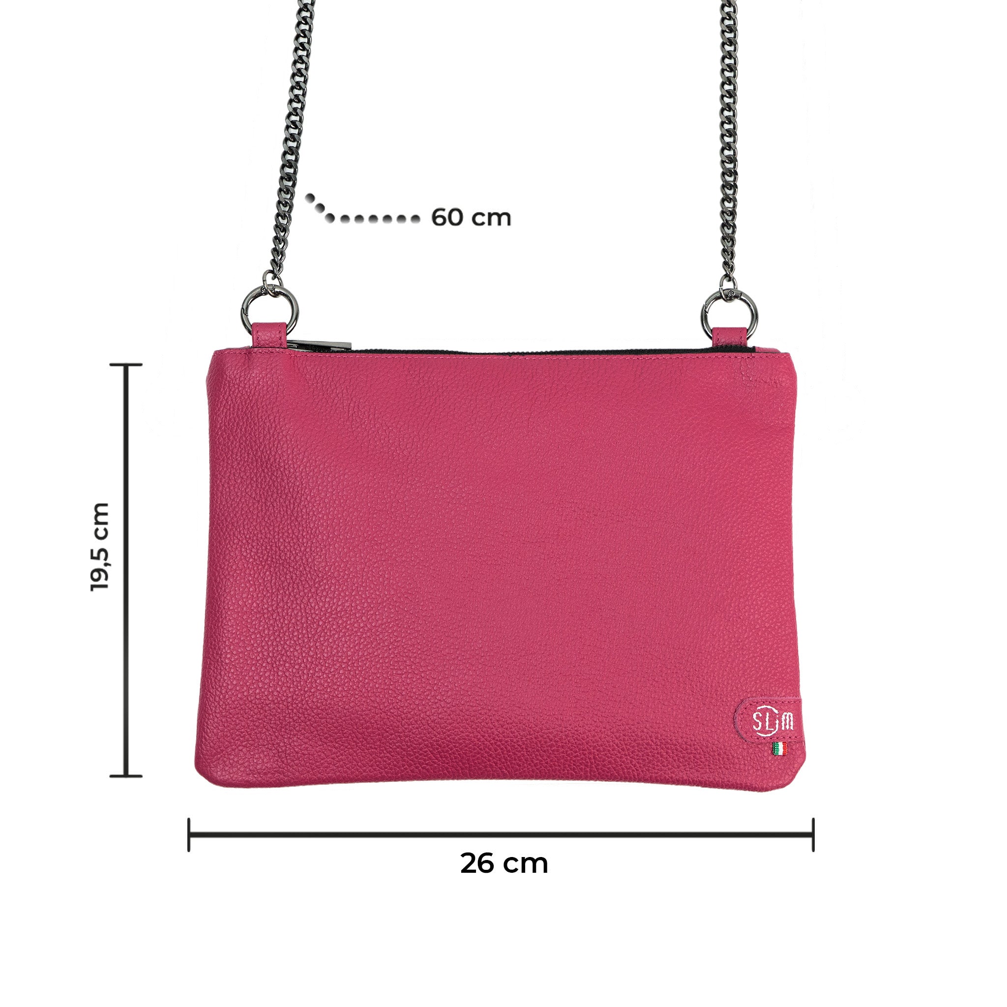 SLim Pochette Tracolla Bottalato Fucsia pelle 24x19 cm