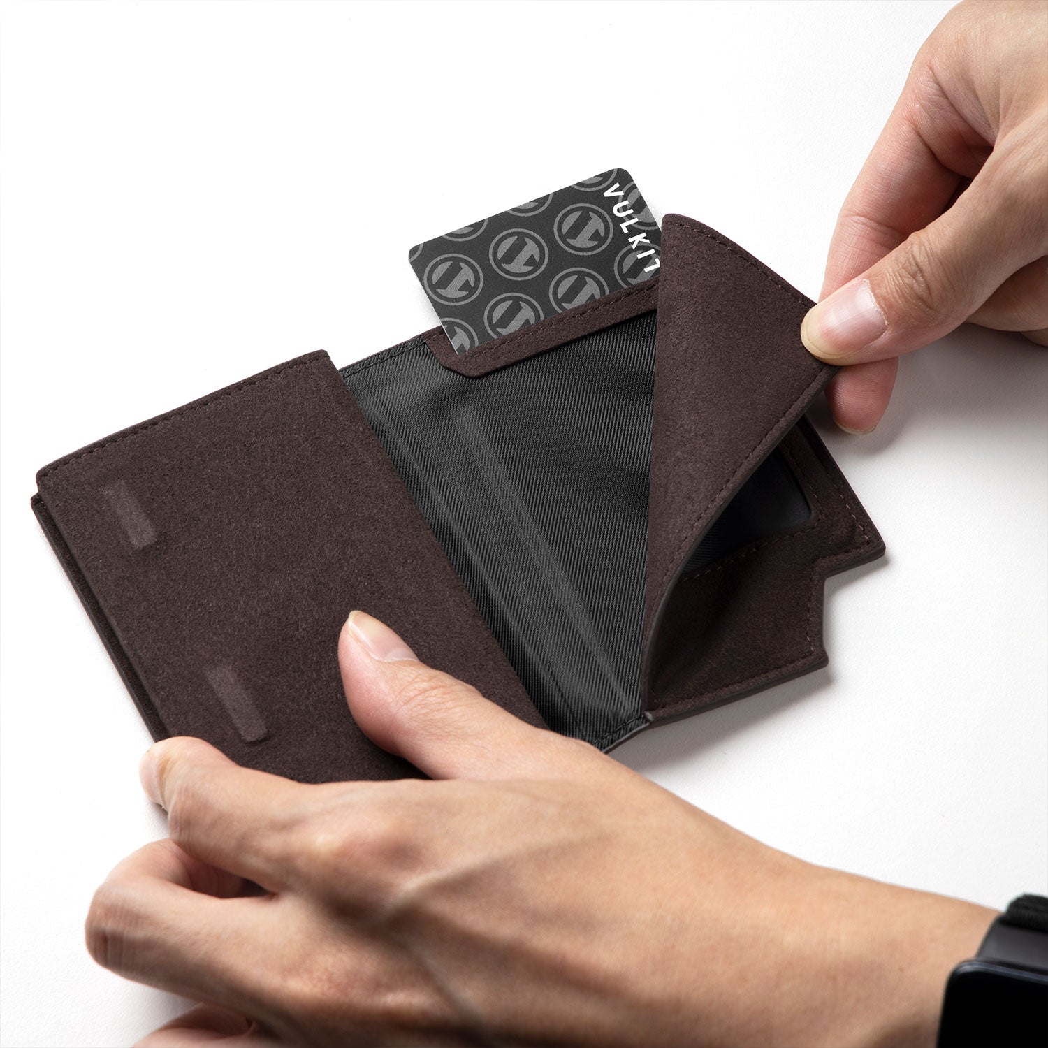 VULKIT Alcantara VC402A portacarte Espresso RFID