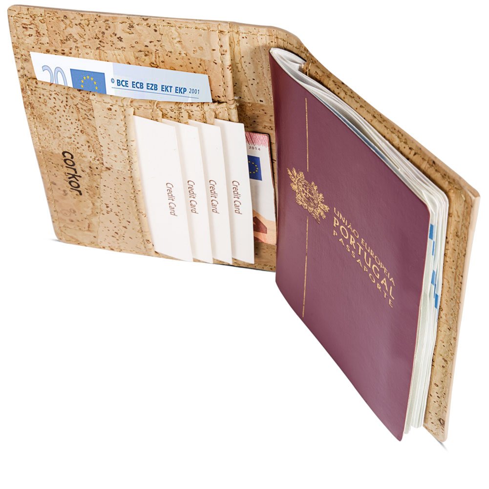 Corkor Wallets portafoglio passaporto sughero marrone chiaro