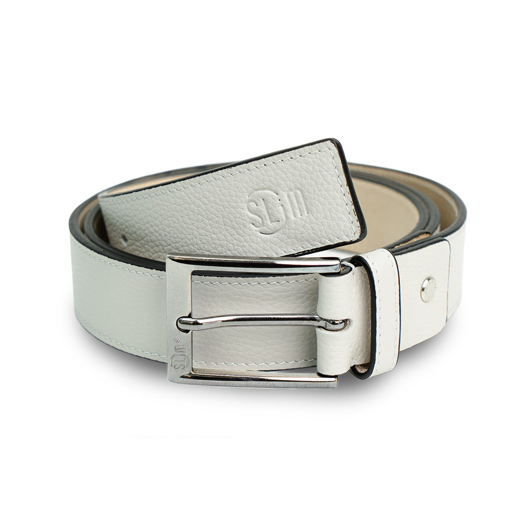 SLim Cinture Cintura Pelle Bottalato Beige 35mm