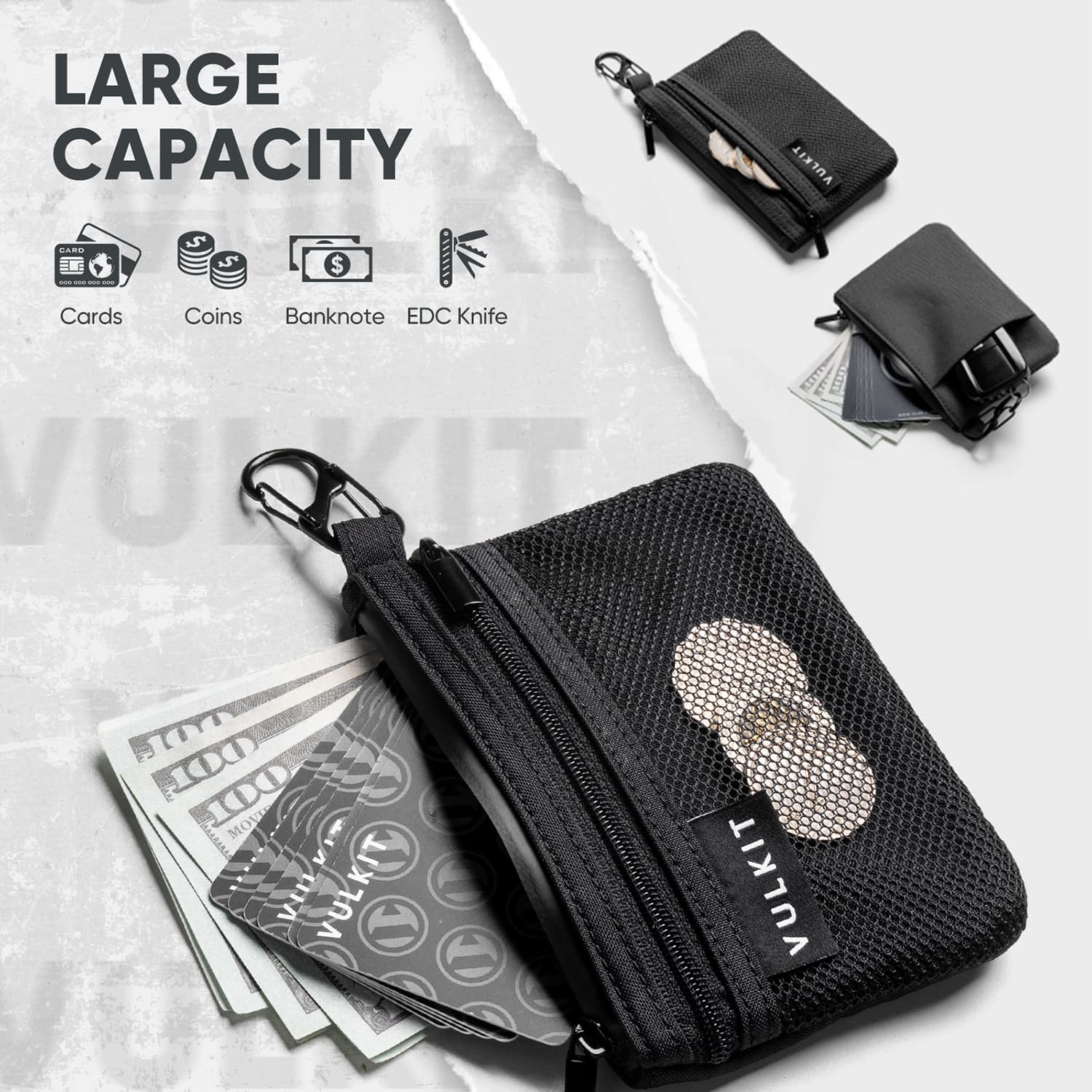 Vulkit VWW154 Mini Pouch Nero RFID con Moschettone