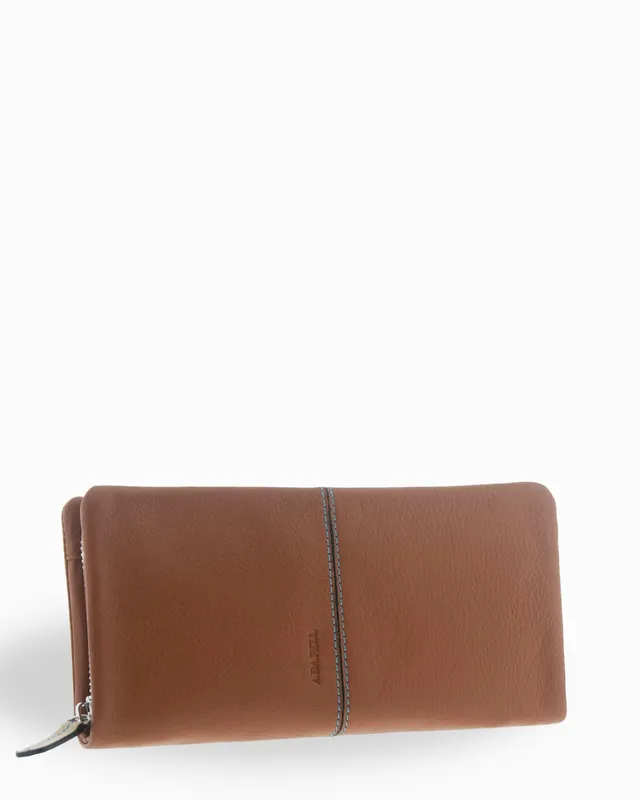 Adapell Atelier portafoglio grande donna Caramel zip RFID