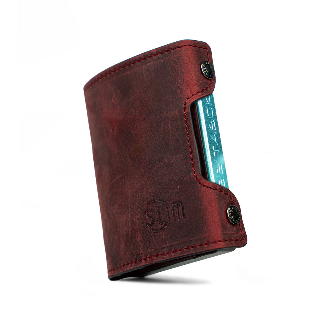 SLim Be Tasck Porta Carte Pelle Crazy Horse Rosso