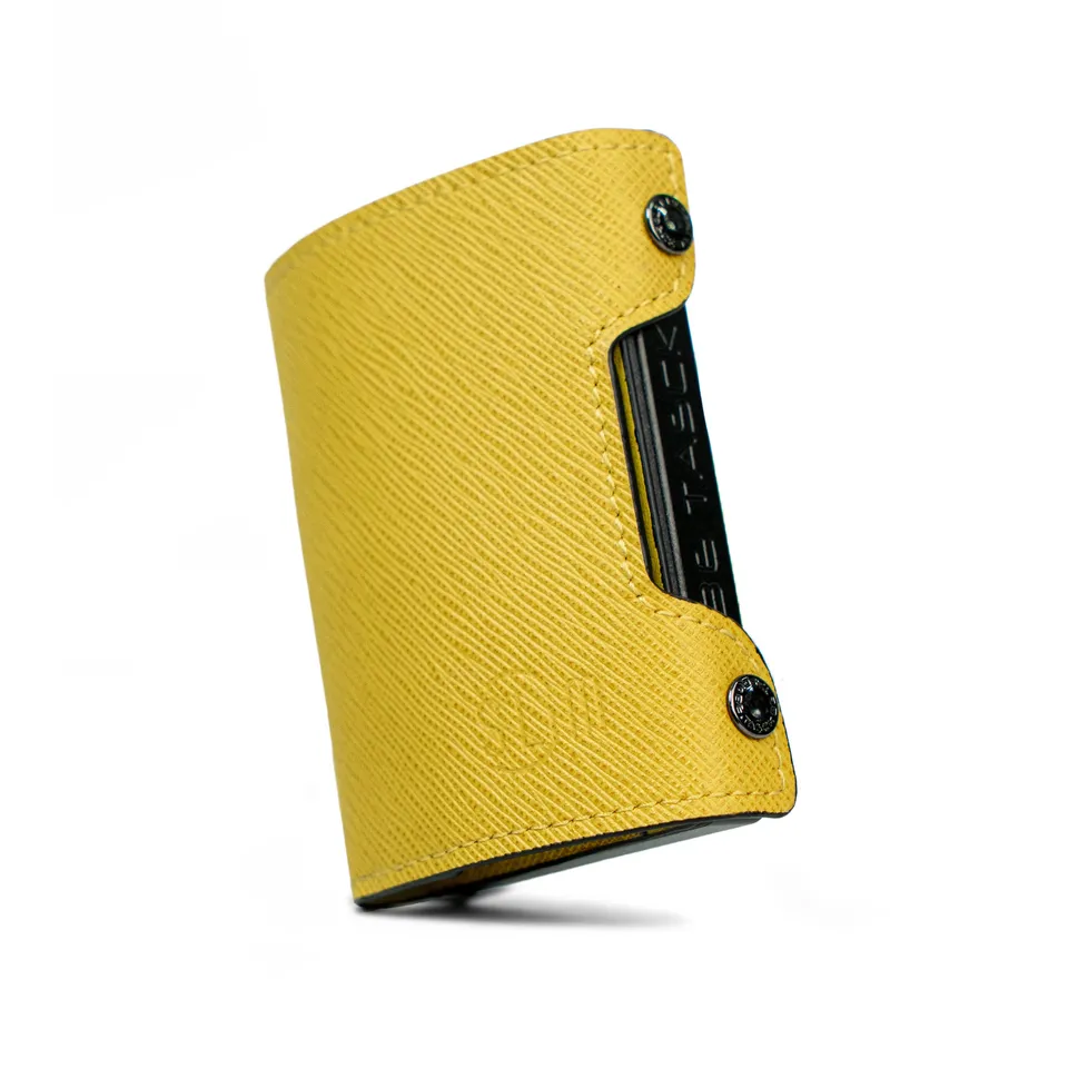 SLim Be Tasck Saffiano Giallo portafoglio pelle frame nero