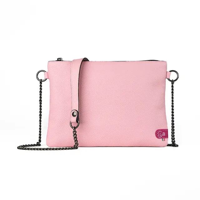 SLim Pochette Tracolla Bottalato Rosa pochette pelle 24x19,5 cm