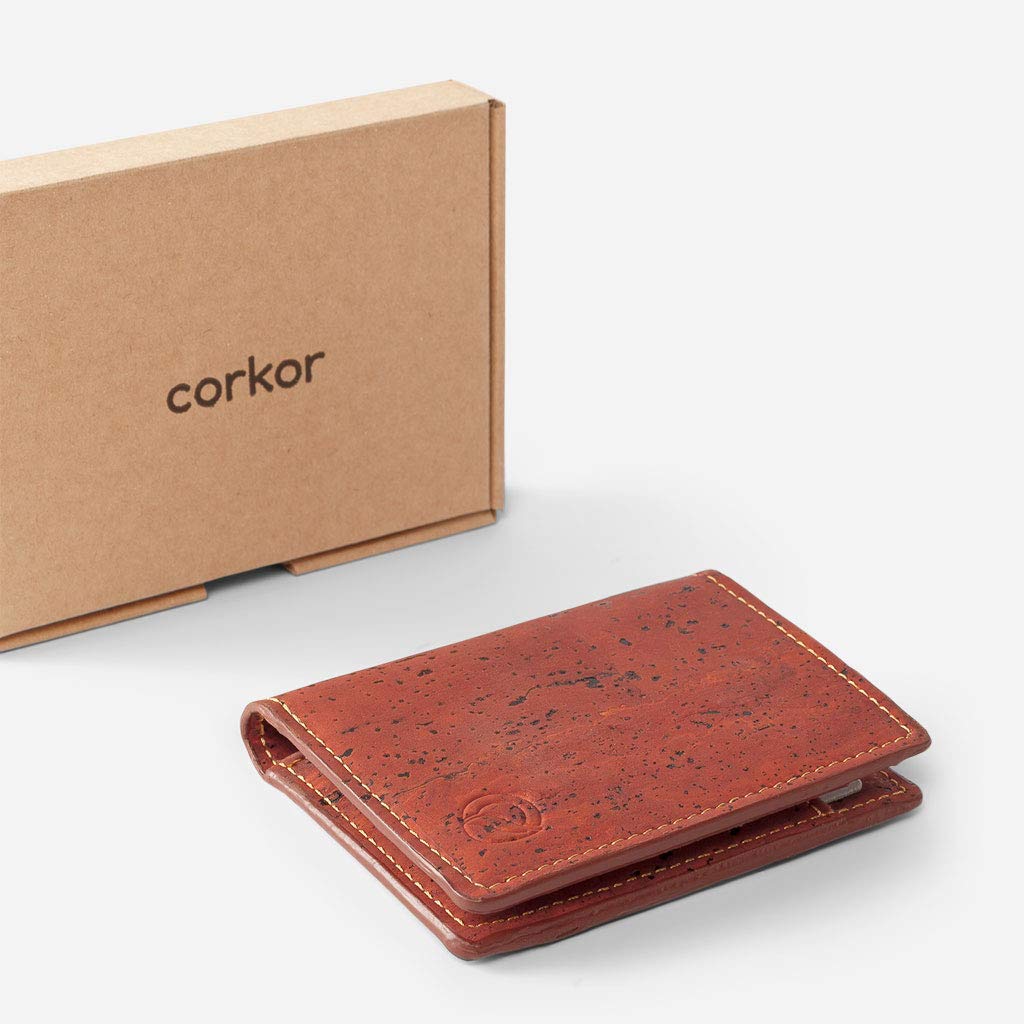 Corkor Portafoglio Uomo Sughero Rosso RFID Vegan