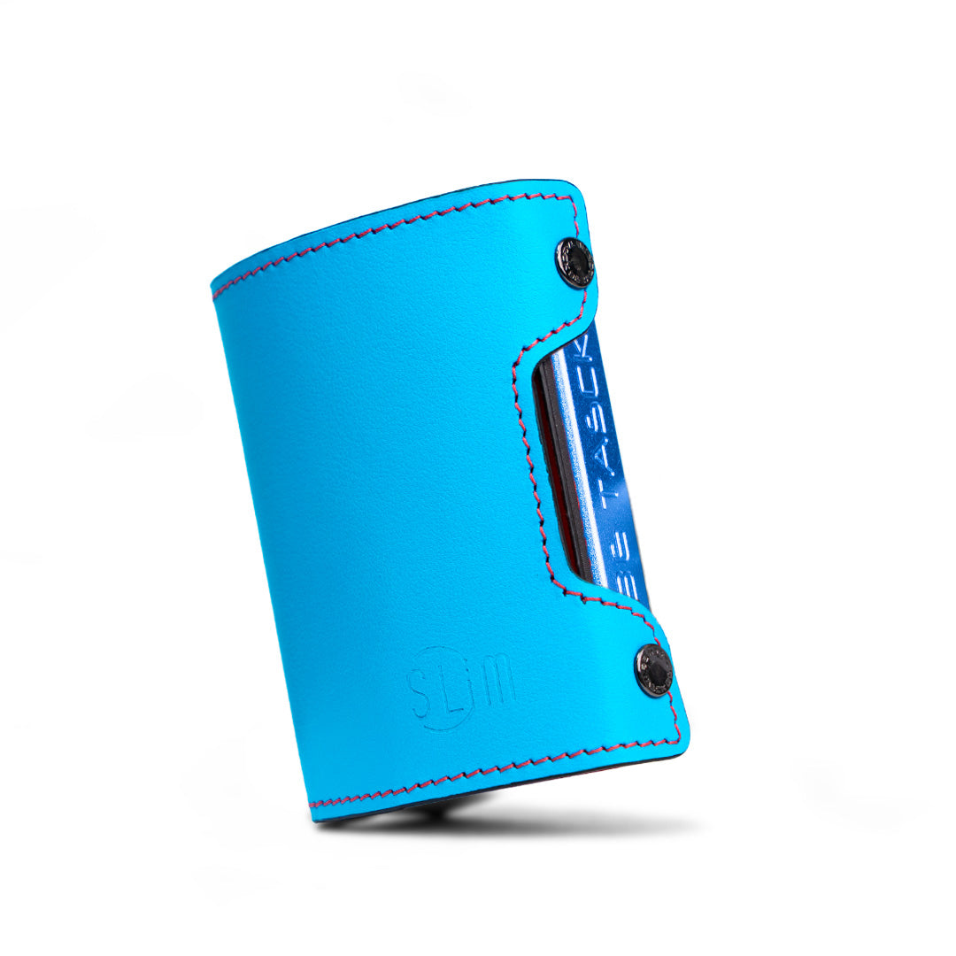 SLim Be Tasck Pelle Liscia Portafoglio Azzurro Rosso