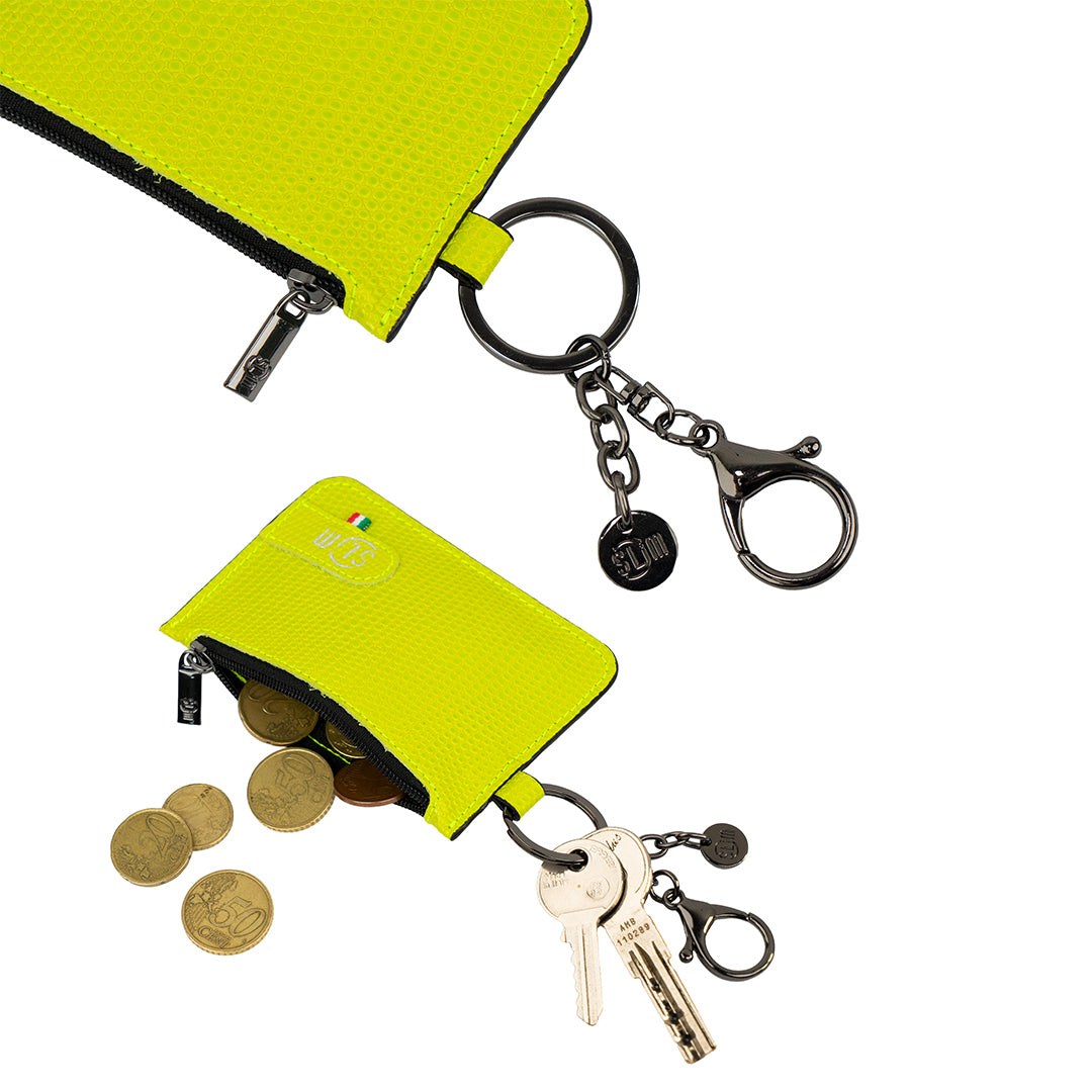 SLim Portachiavi Portamonete Tejus Lime Pelle