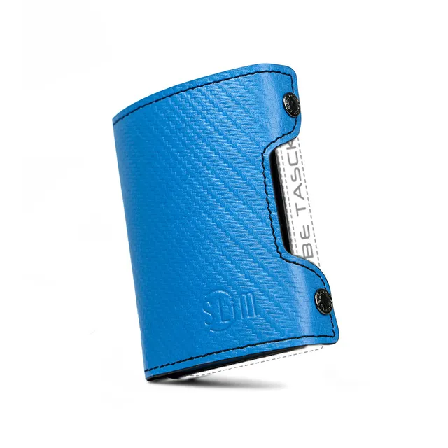 SLim Cover Be Tasck pelle Carbon Azzurro custodia telefono