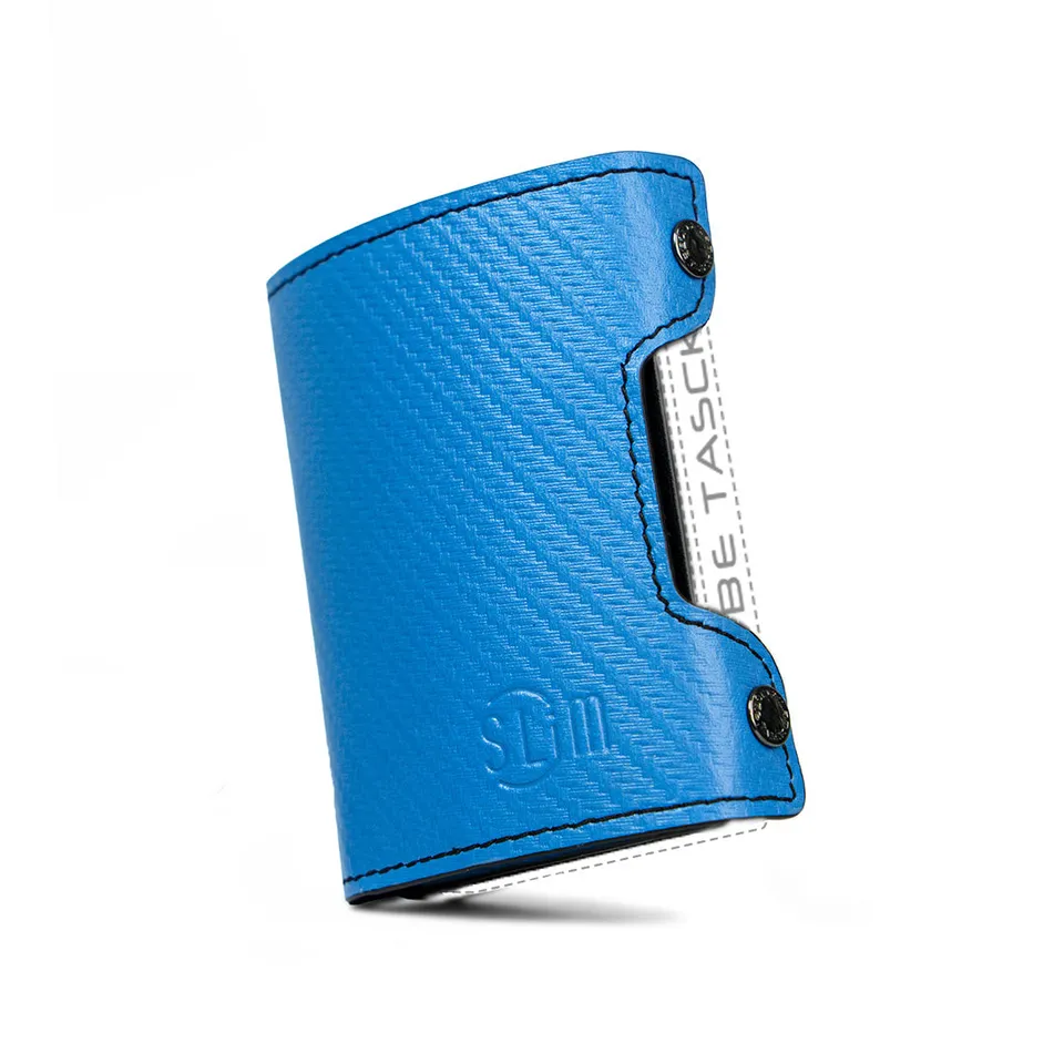 SLim Cover Be Tasck pelle Carbon Azzurro custodia telefono