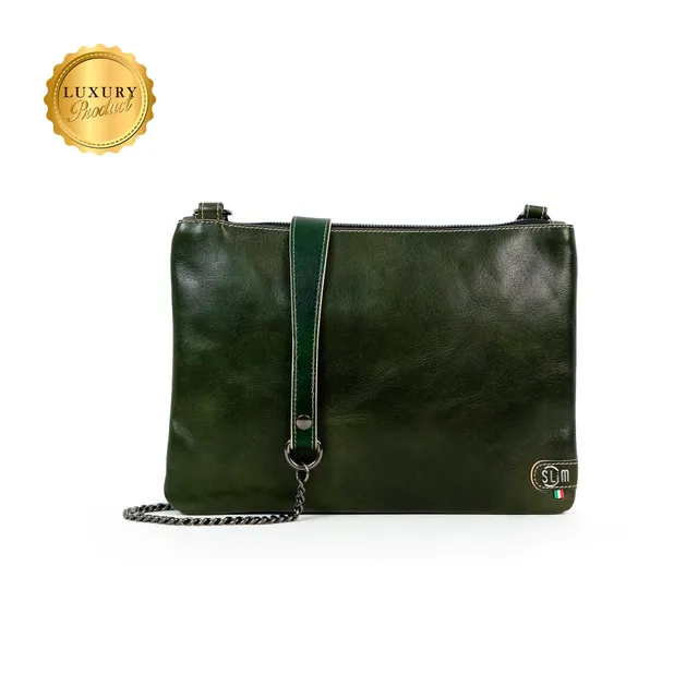 SLim Pochette Tracolla Vegetale pochette pelle verde 24x19