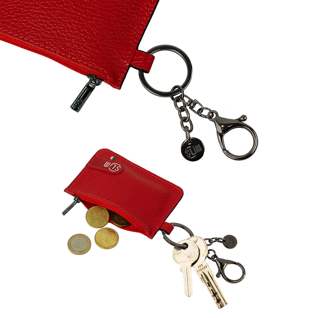 SLim Portachiavi Portamonete Bottalato Rosso 10x7 cm