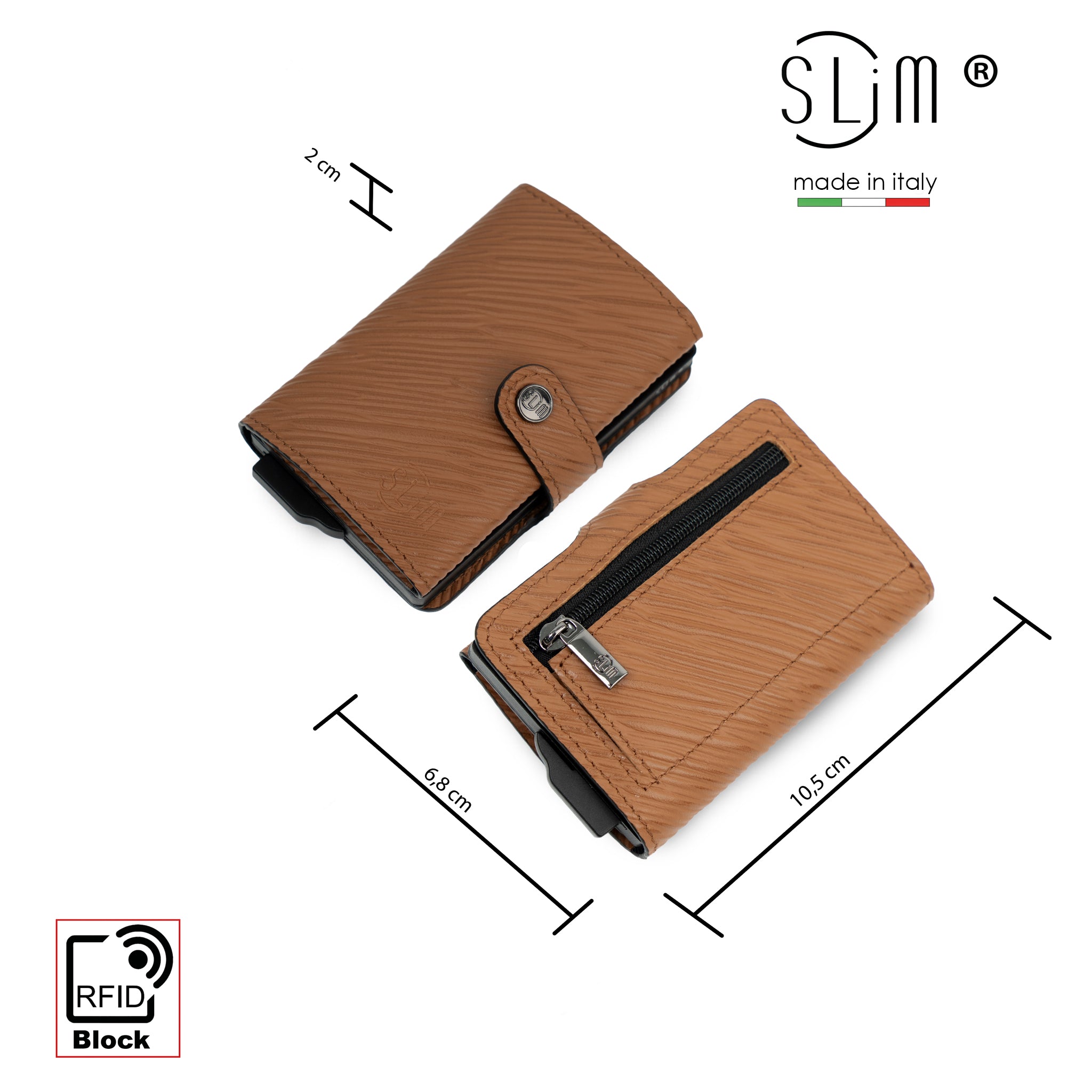 SLim Vera Pelle Portacarte Stampa Epi Cuoio 12 Carte RFID