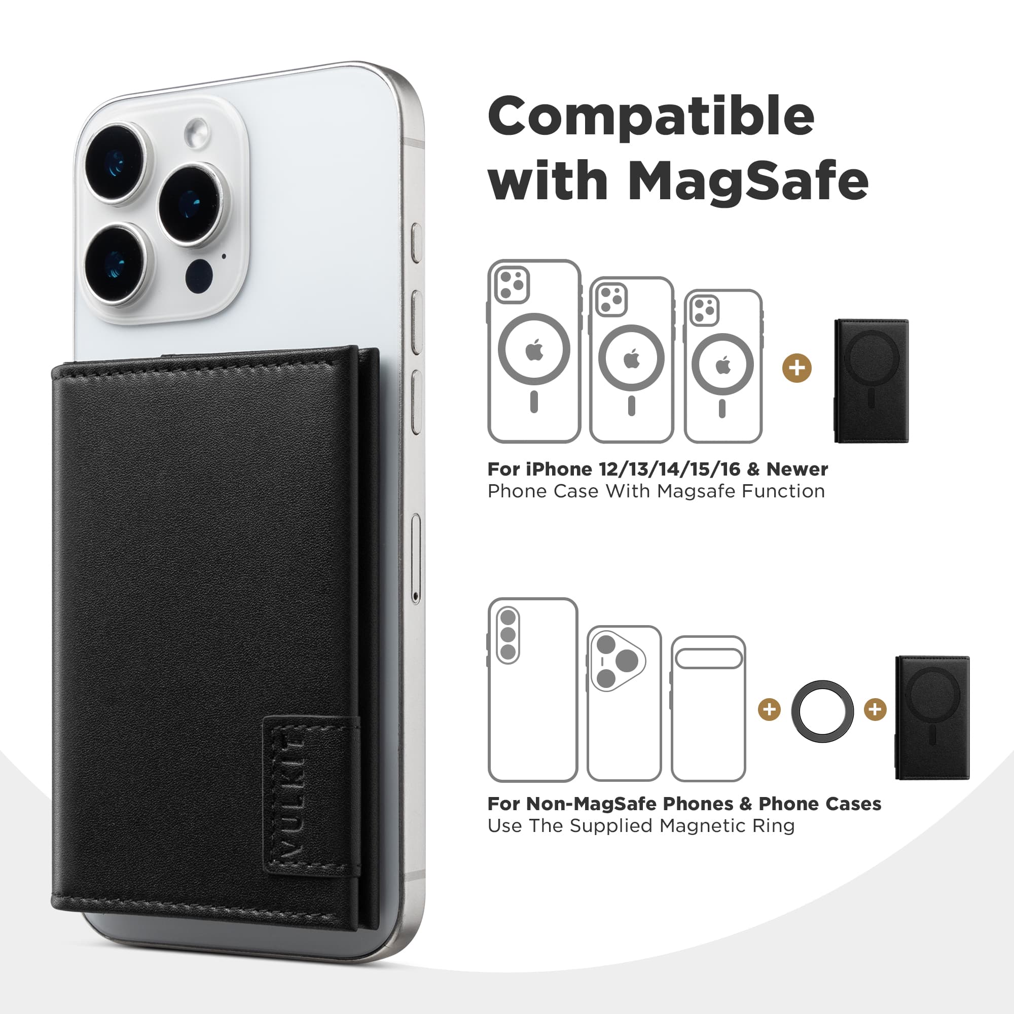 VULKIT Phone Case VPA111 portacarte iPhone nero Nappa