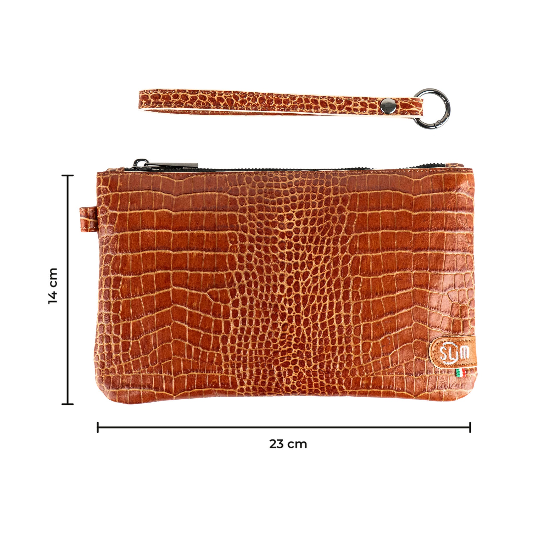 SLim Pochette Polsiera Cocco Cuoio pochette pelle 23x14 cm
