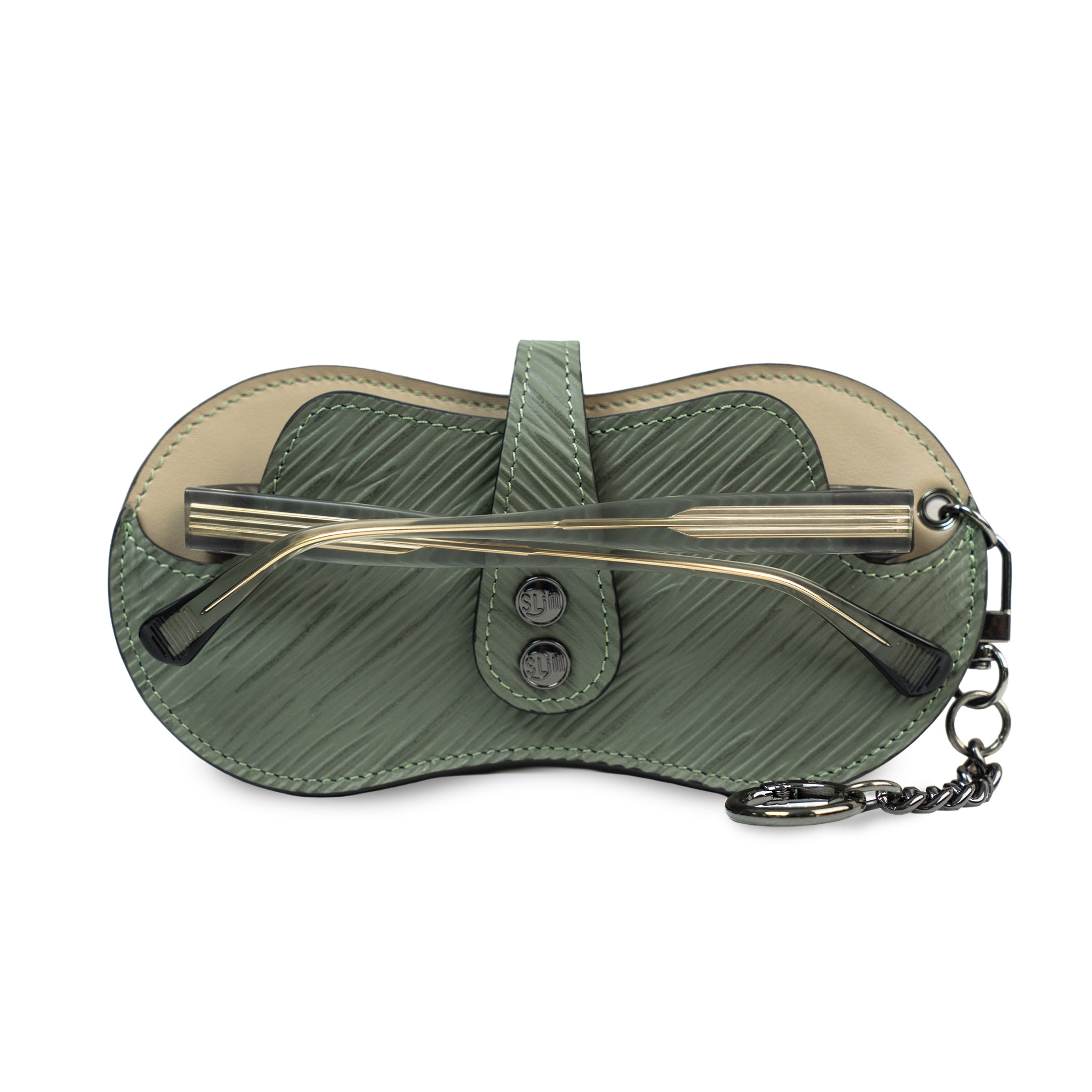 SLim Vision Portaocchiali pelle epi verde con necklace