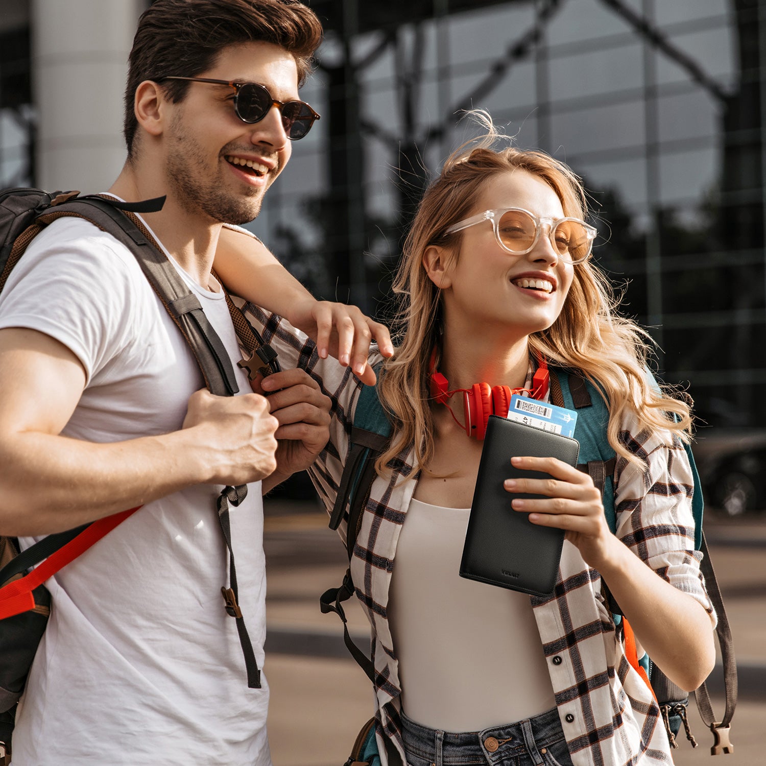 VULKIT VPW100P Portapassaporto Pelle Grigio RFID Viaggio