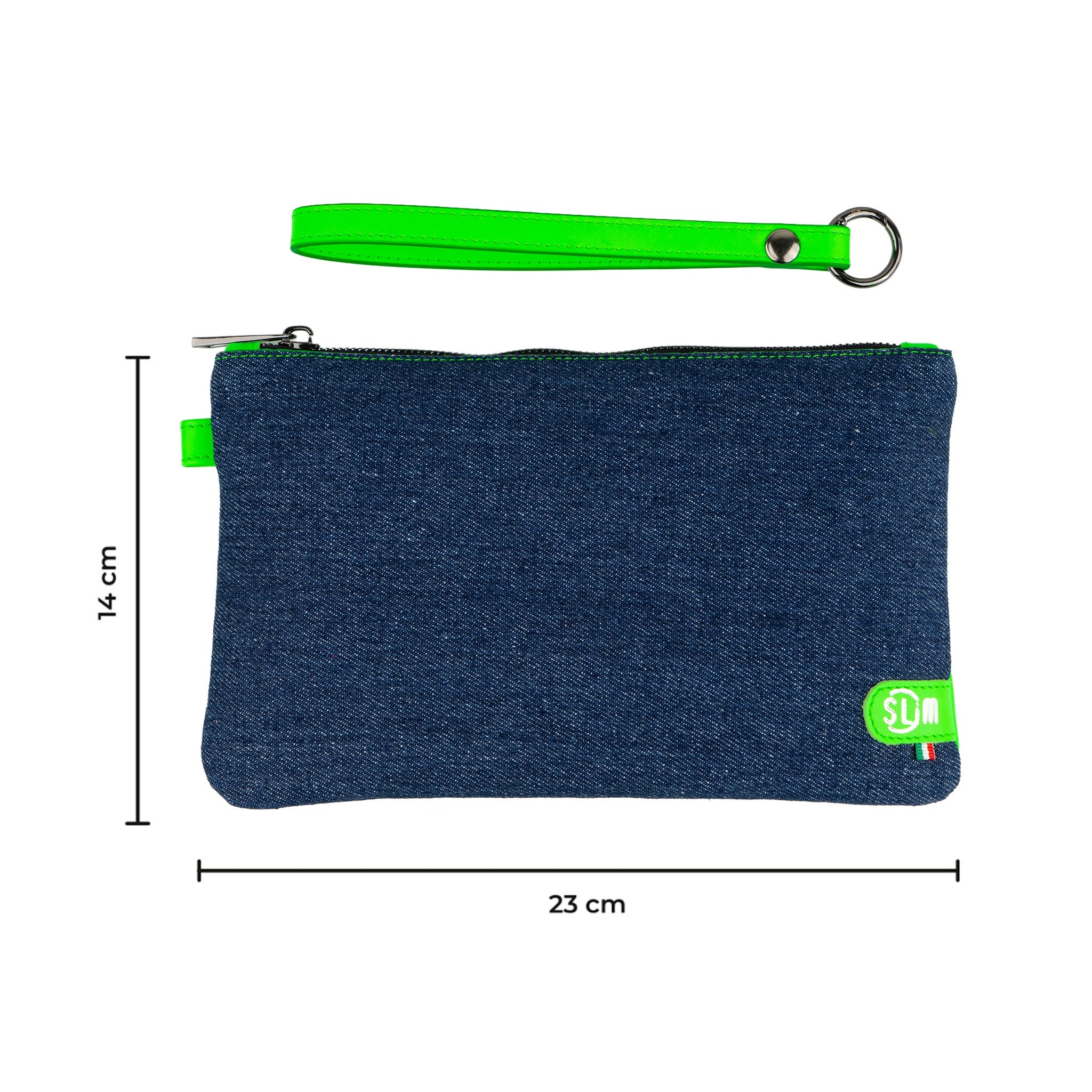 SLim Pochette Polsiera Jeans pochette pelle verde fluo 23 cm