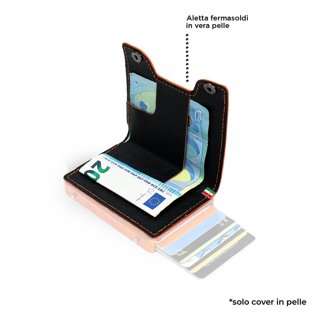 Be Tasck Cover Pelle Saffiano Nero Arancio Smartphone