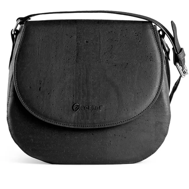 Corkor Bags Zaino Donna Sughero Vegan Naturale Nero Tracolla