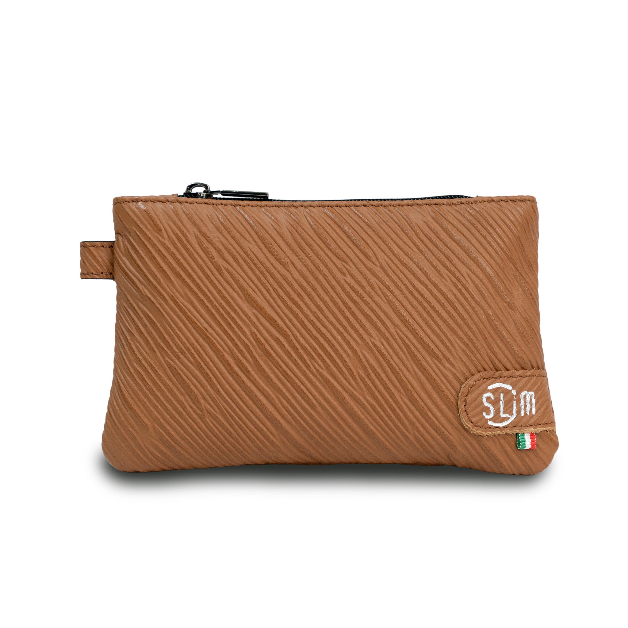 SLim Mini Pochette Epi Marrone Vera Pelle Portamonete