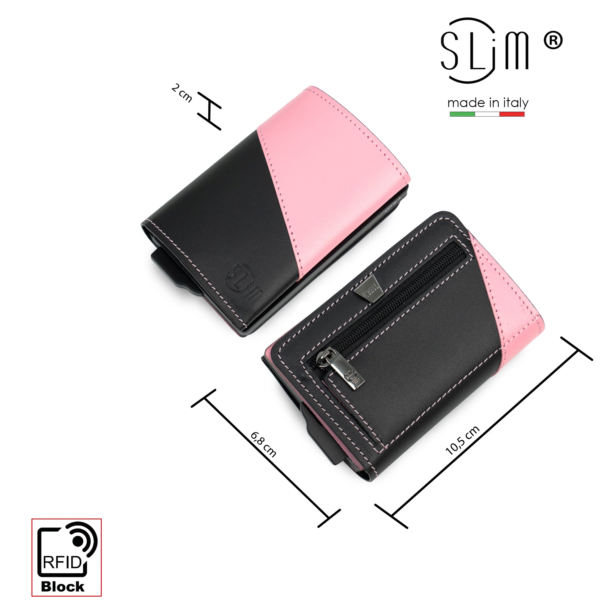 SLim Touch Portafoglio Compatto Bicolor Rosanero RFID